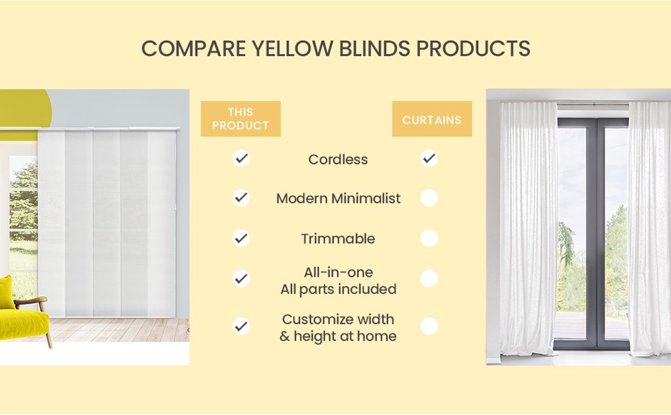 Adjustable Panel Track Blinds for Sliding Glass Door, 46″-86″ W x 0-96″ H,
