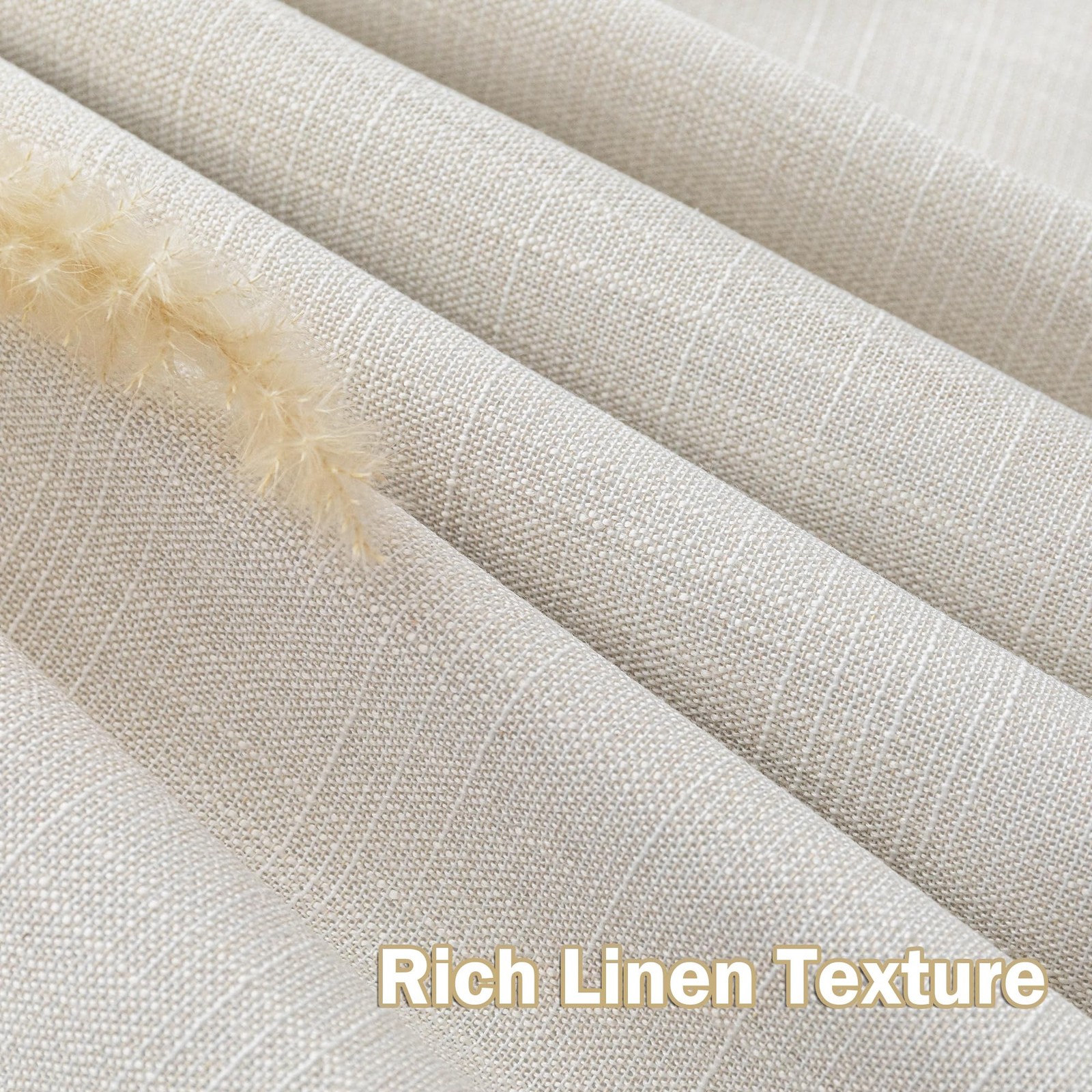 Beige Blackout Curtains 63 inches Long Natural Pinch Pleated Curtains for Liv…