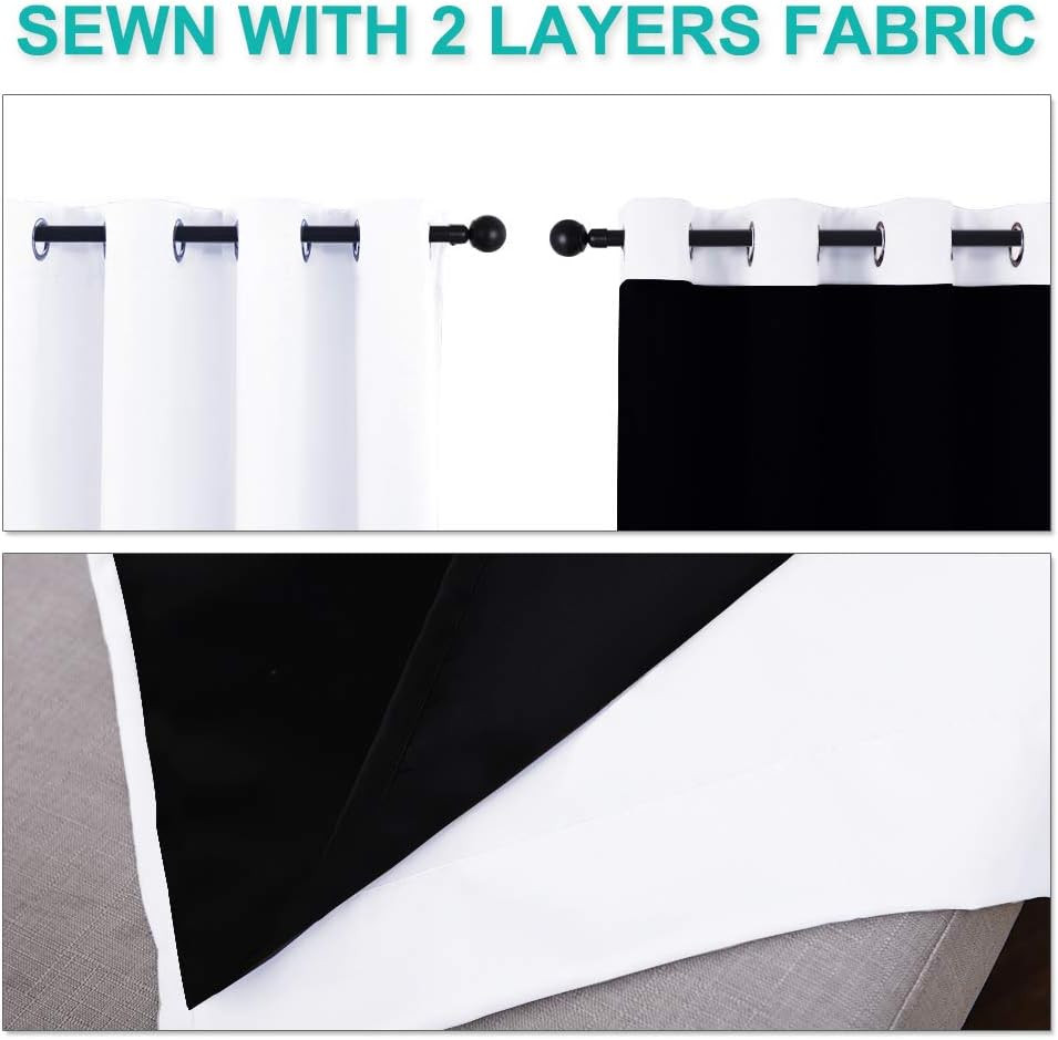 White 100 Percent Blackout Curtain Thermal Insulated Lined Panel 52×63