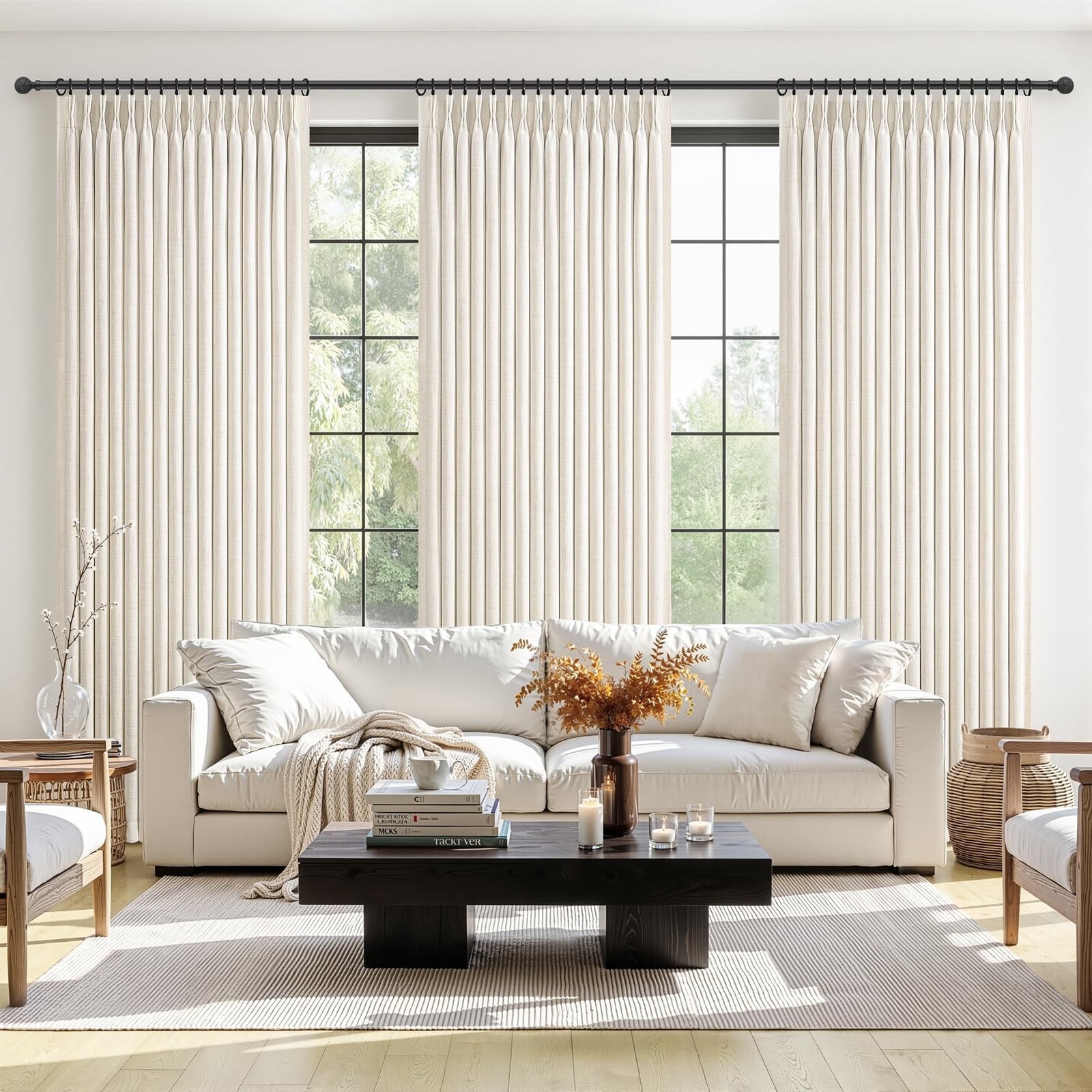Pinch Pleated 100% Blackout Curtains 84 Inch Long 2 Panels for Living/Bedroom…