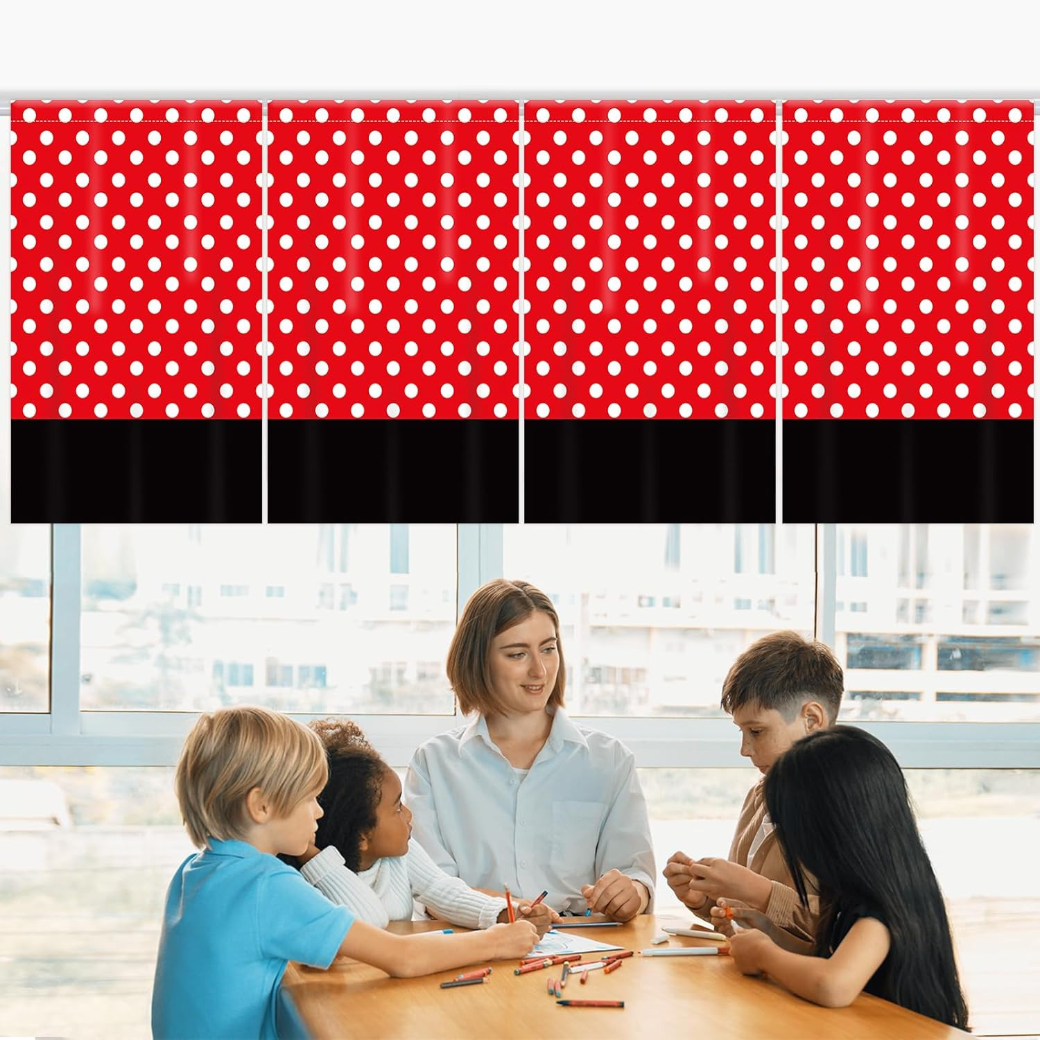 6 Pcs Classroom Curtains Decorations Rectangle Classroom Valance Curtains Back t