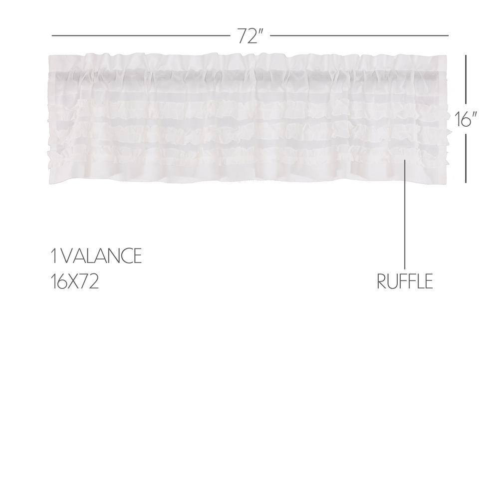 White Ruffled Sheer Petticoat 72 In. L X 16 In. W Cotton Valance in Soft White