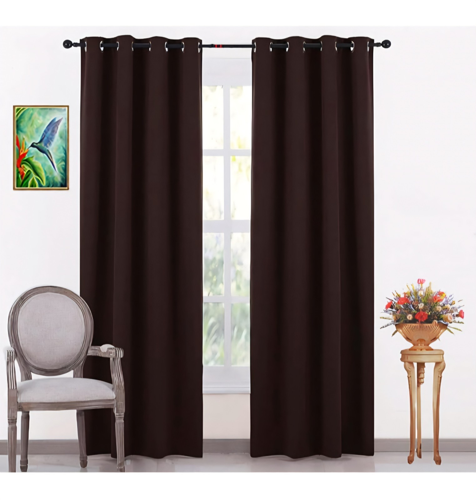100% SOLID BLACKOUT CURTAIN 2 PIECE GROMMET FOAM LINED WINDOW CURTAIN