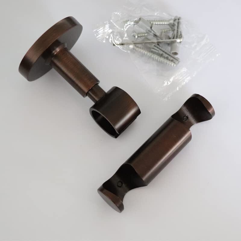 2 Pack Double Curtain Rod Bracket 19mm Satin Silver Ceiling Mount 0.75 inch