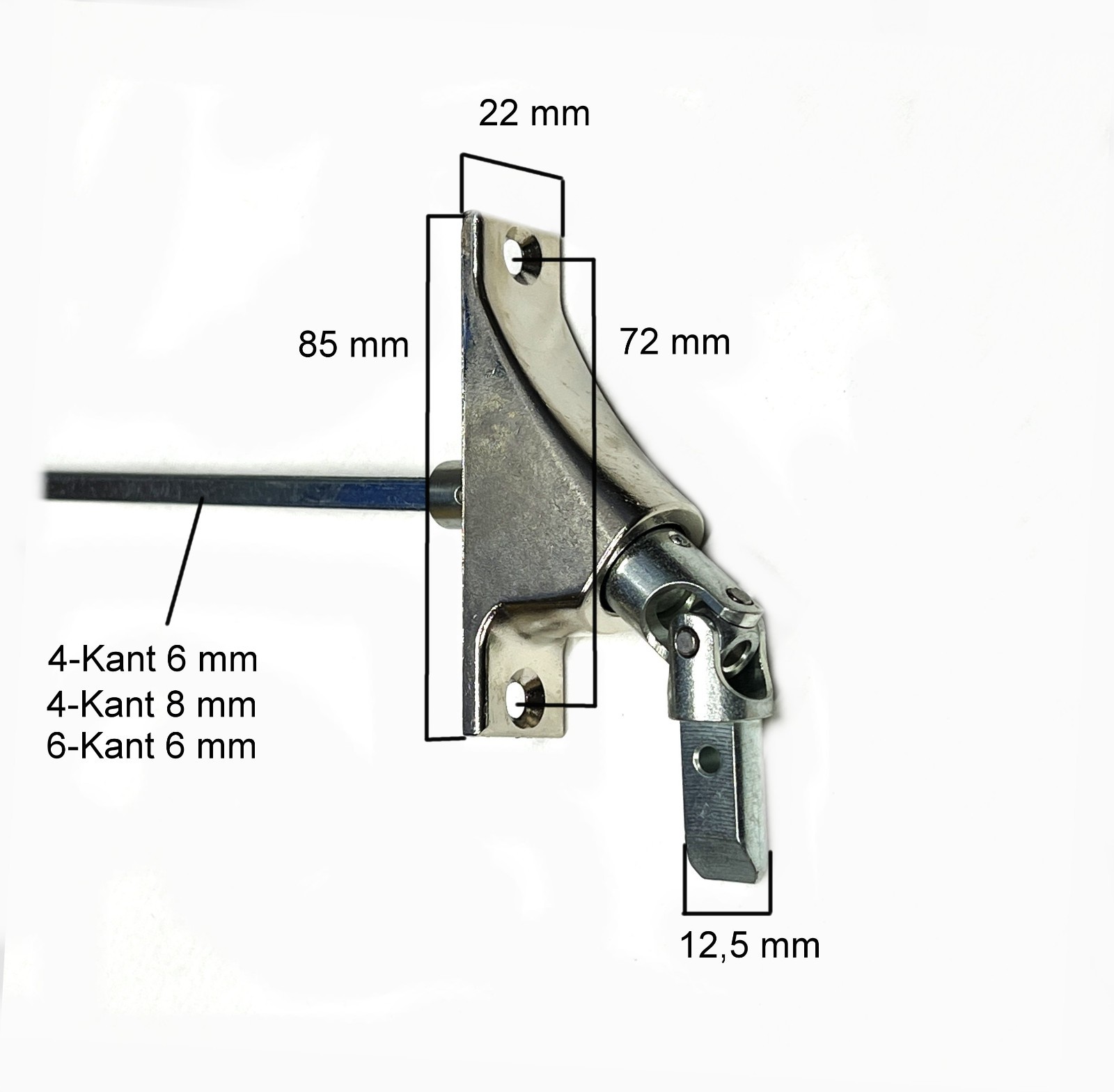 Roller shutter crank joint crank joint 22×85 90° 4-sided or 6-K crank rod clips GE