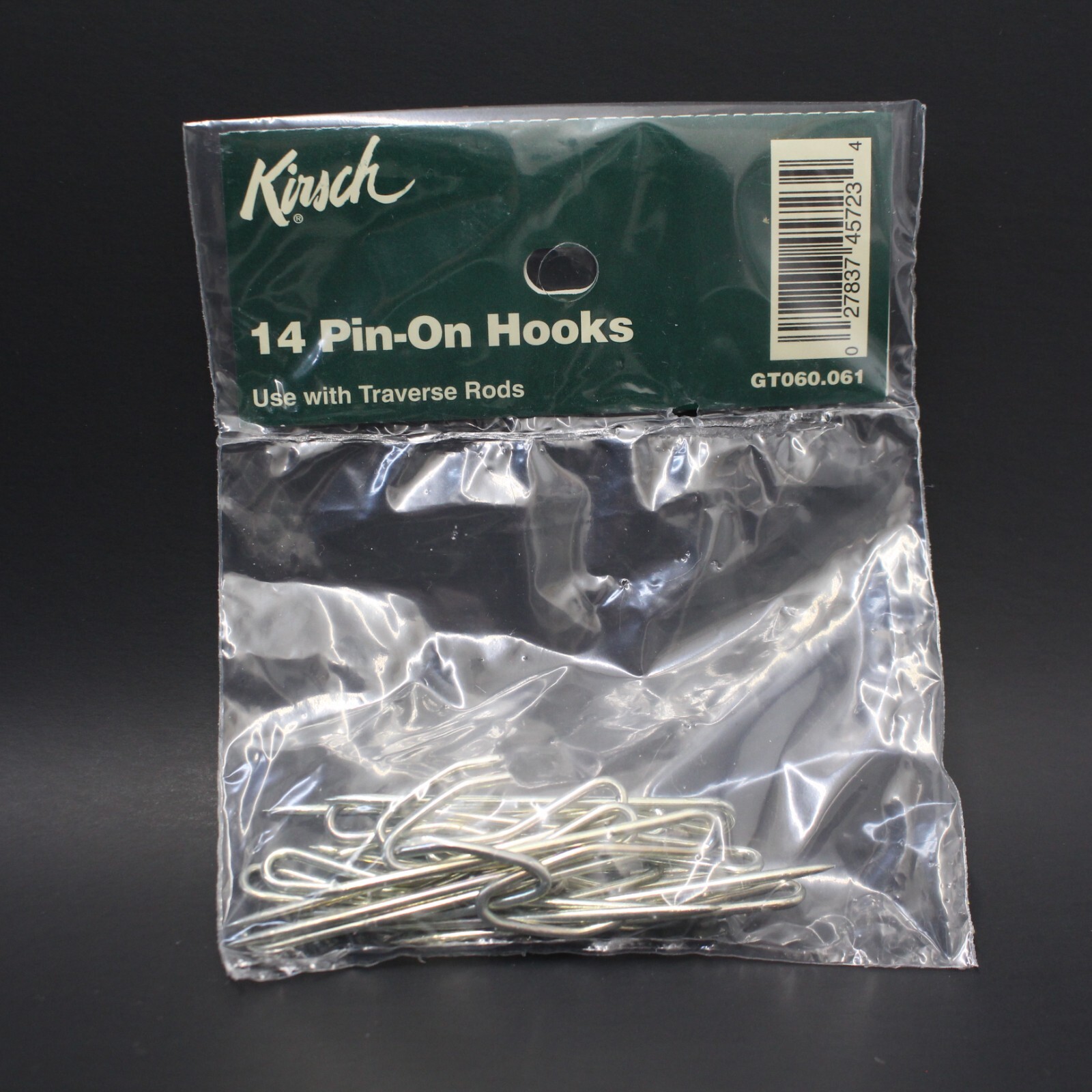 (2)14 Kirsch Pin-On Hooks for Drapery Curtain Use W/Traverse Rods 2.75″ L Silver