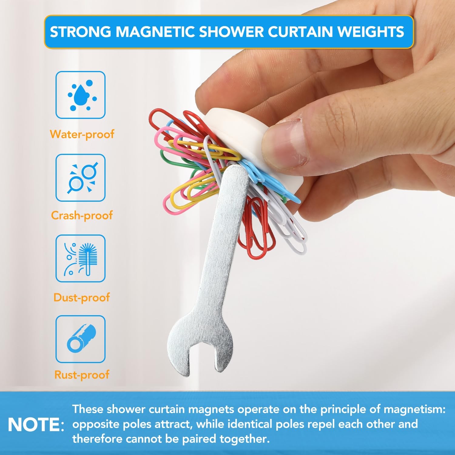 8 Pcs Shower Curtain Weights, Silicone 1.2″W x 1.6″L (Pack of 8), 8 Packs