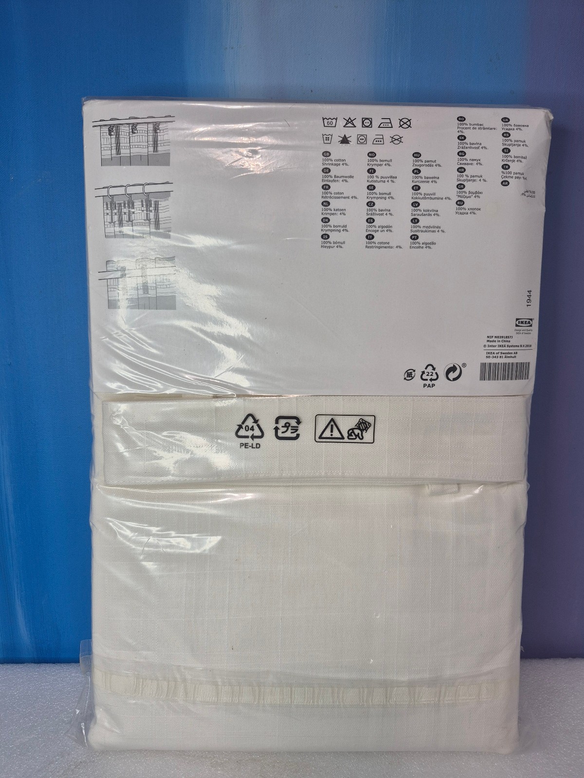 IKEA RITVA Curtains 100% Cotton with Tie-Backs 57″ x 98″ New In Package