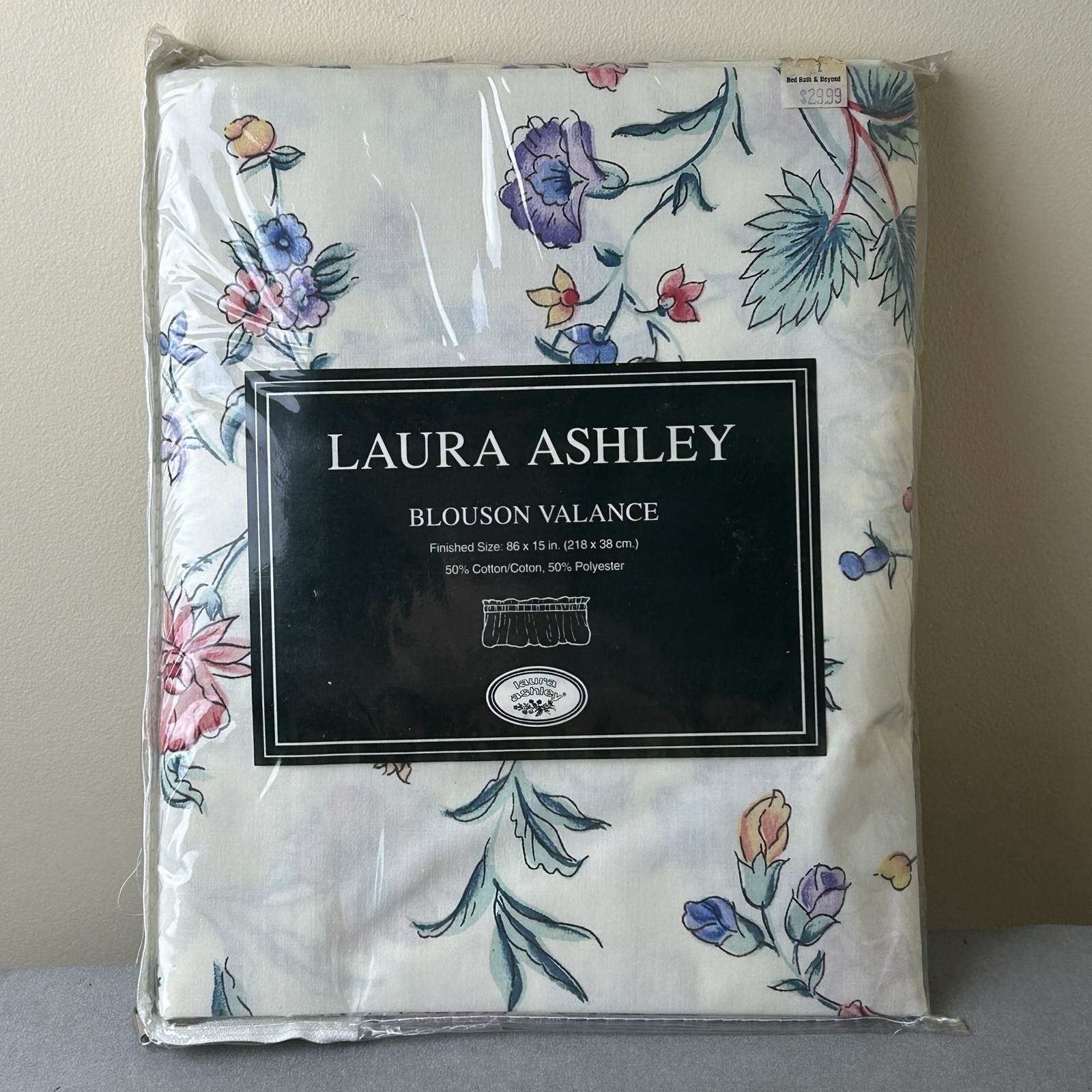 Laura Ashley CHINESE SILK PATTERN Blouson Valance 86”x15” Cotton Blend NEW