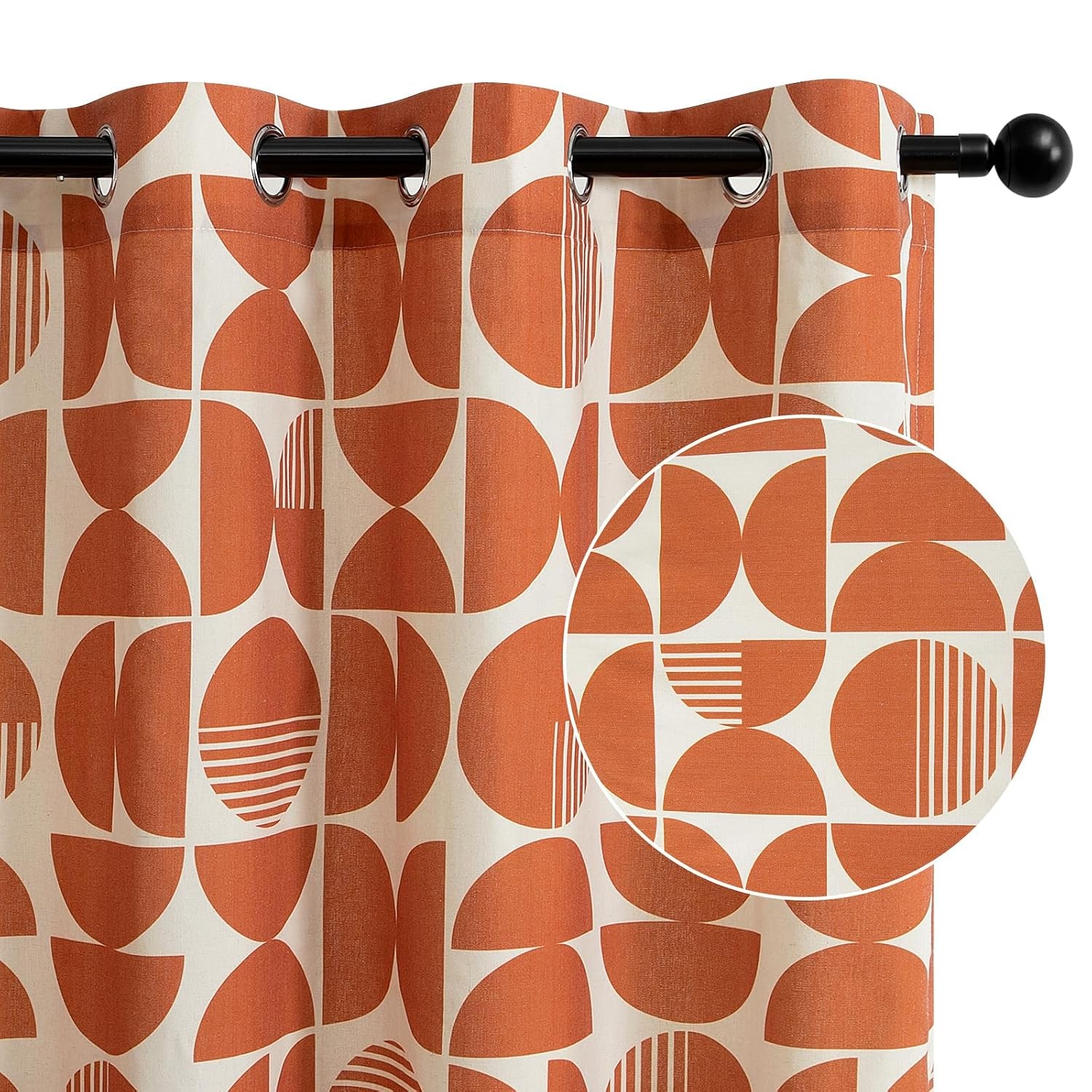 Mid Century Modern Orange Light Filter Living Room Curtains Farmhouse Style