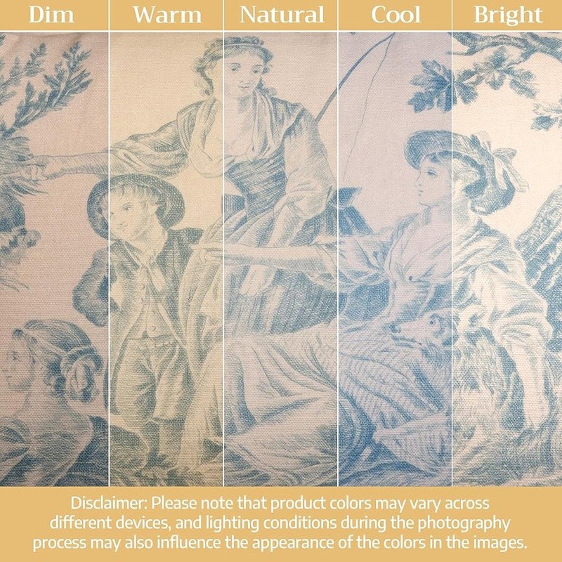 100% Cotton Toile Curtains Light Filtering Rod Pocket Home Living Decor New