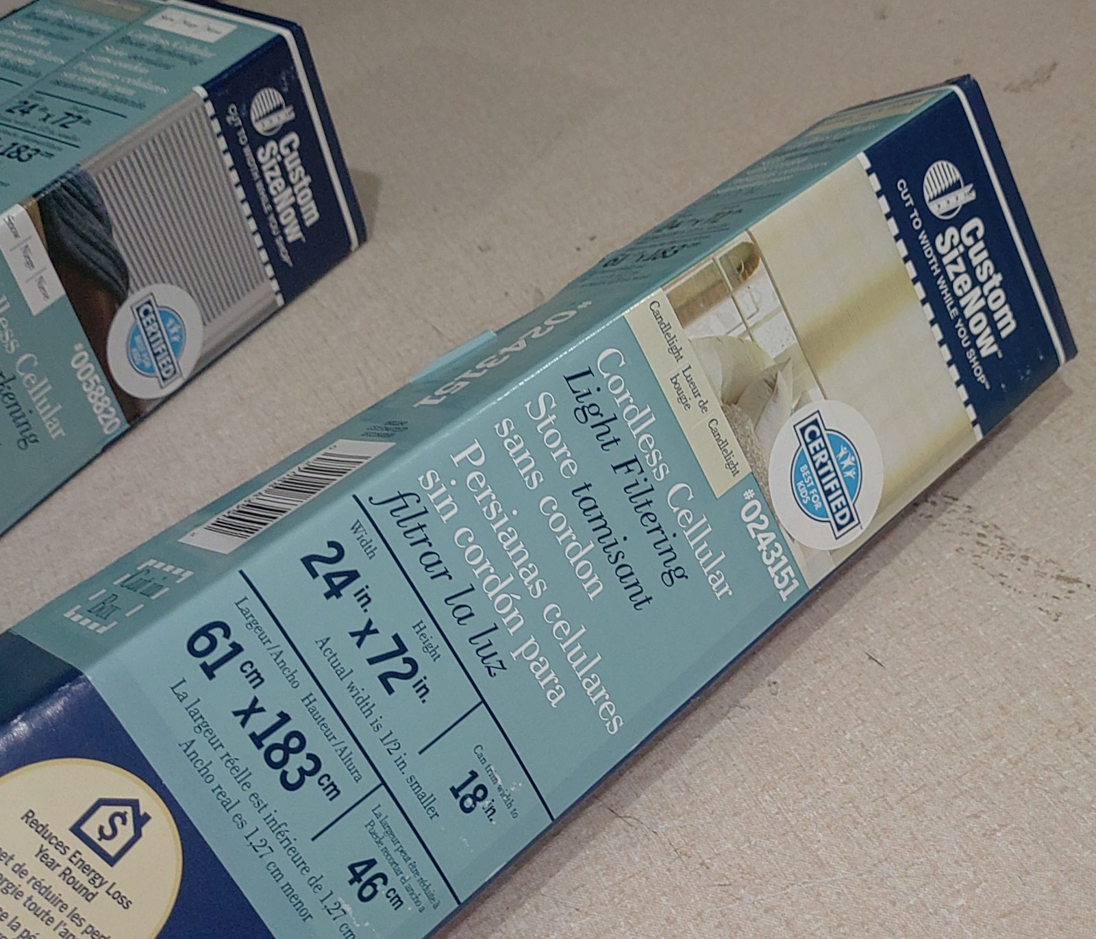 Levolor 24″ X 72″ Candlelight Light Filtering Cordless Cellular Shade NIB
