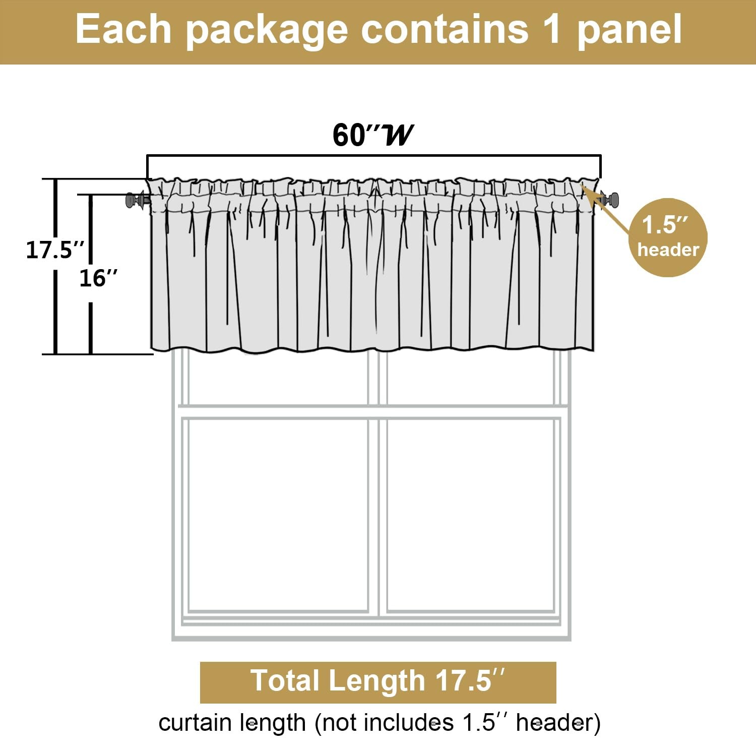 Pure White Valance for Windows 16 Inch Length, Light Filtering Privacy Short …