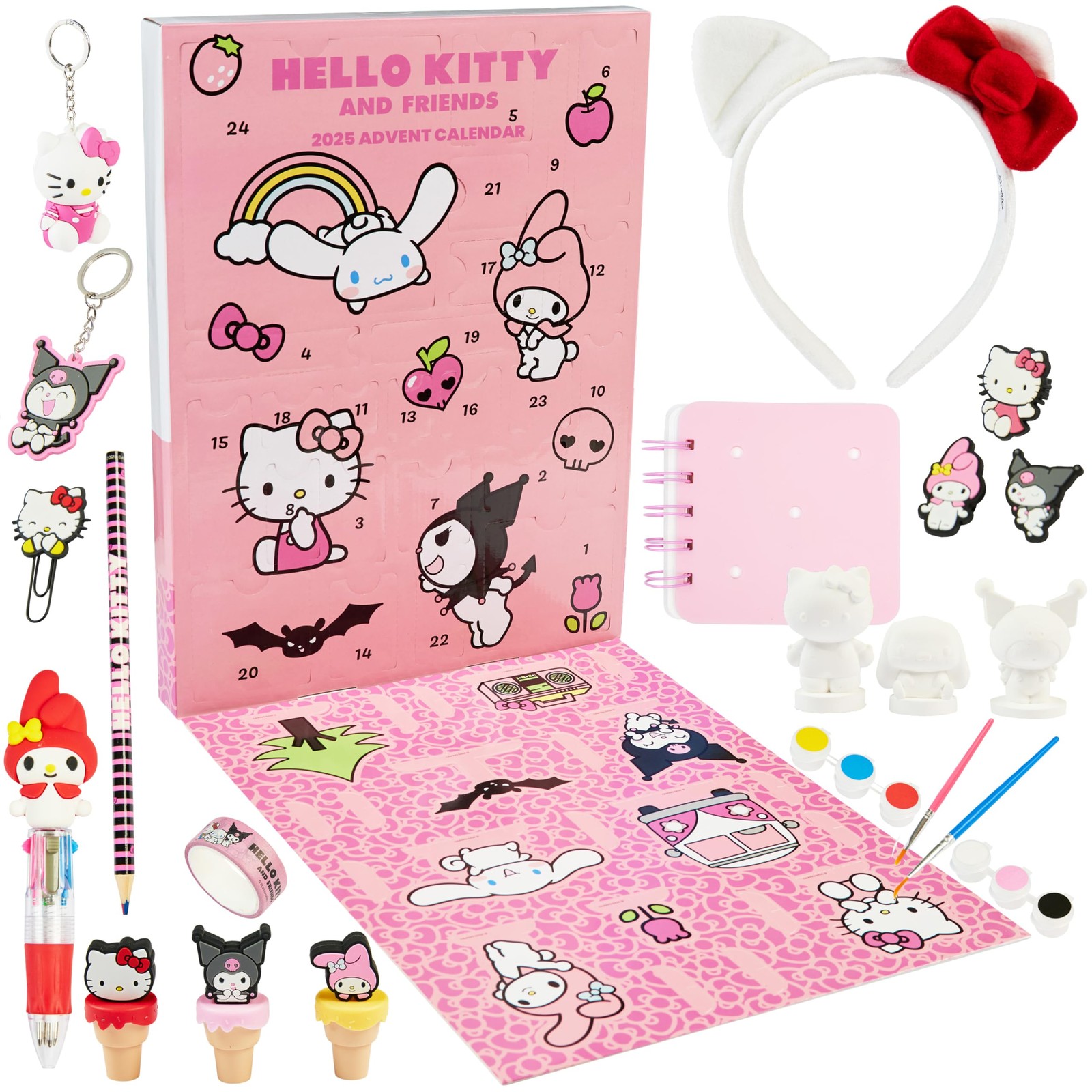 Hello Kitty Sanrio Advent Calendar 2025 with Color Your Own Figurines, 24 Fun…
