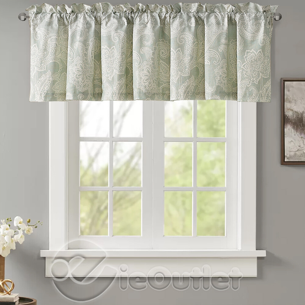 NEW Rose Tree Geneve Tailored Jacobean Floral Sage Green Paisley Window Valance