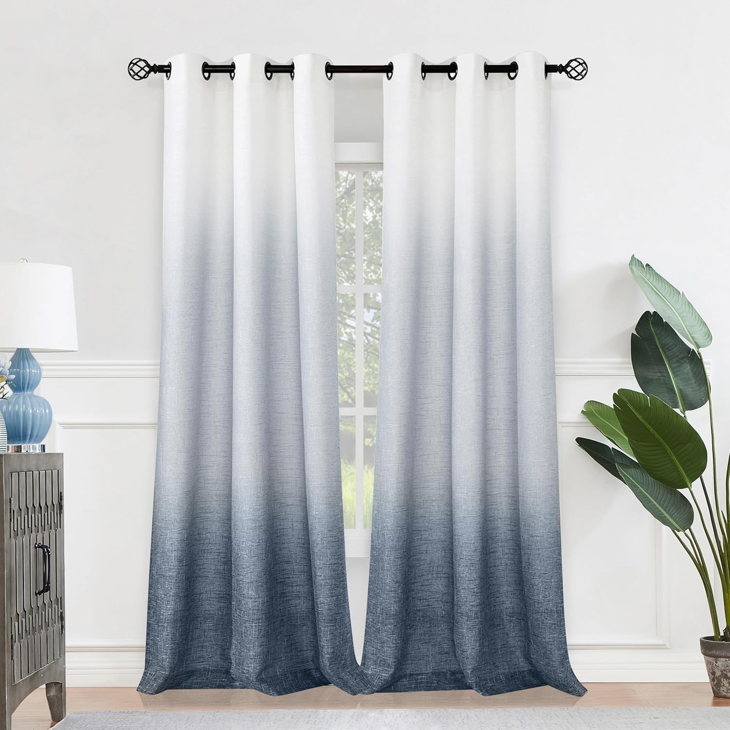 Stylish Rayon Blend Window Treatments – Cream to Indigo Blue