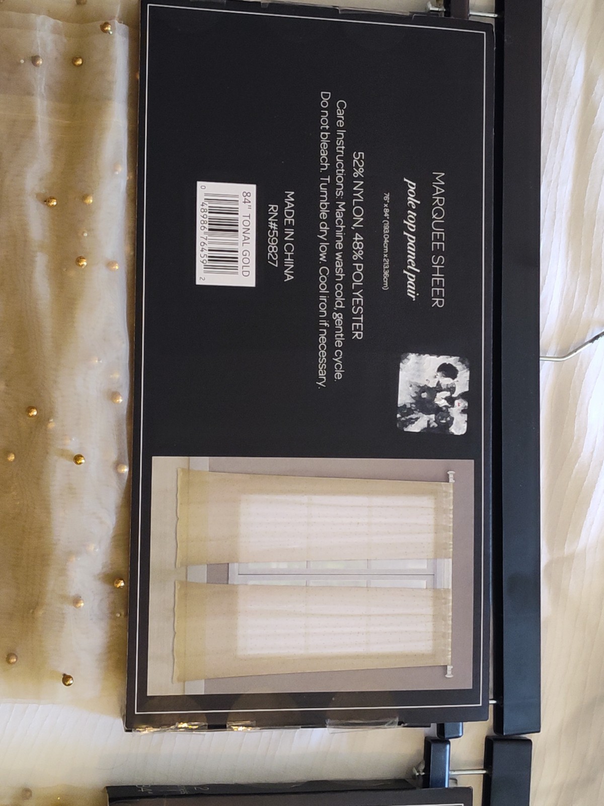 4pn New Tonal Gold Beaded Sheers Drapes Laura Ashley/ Waltham Marquee 76×84″