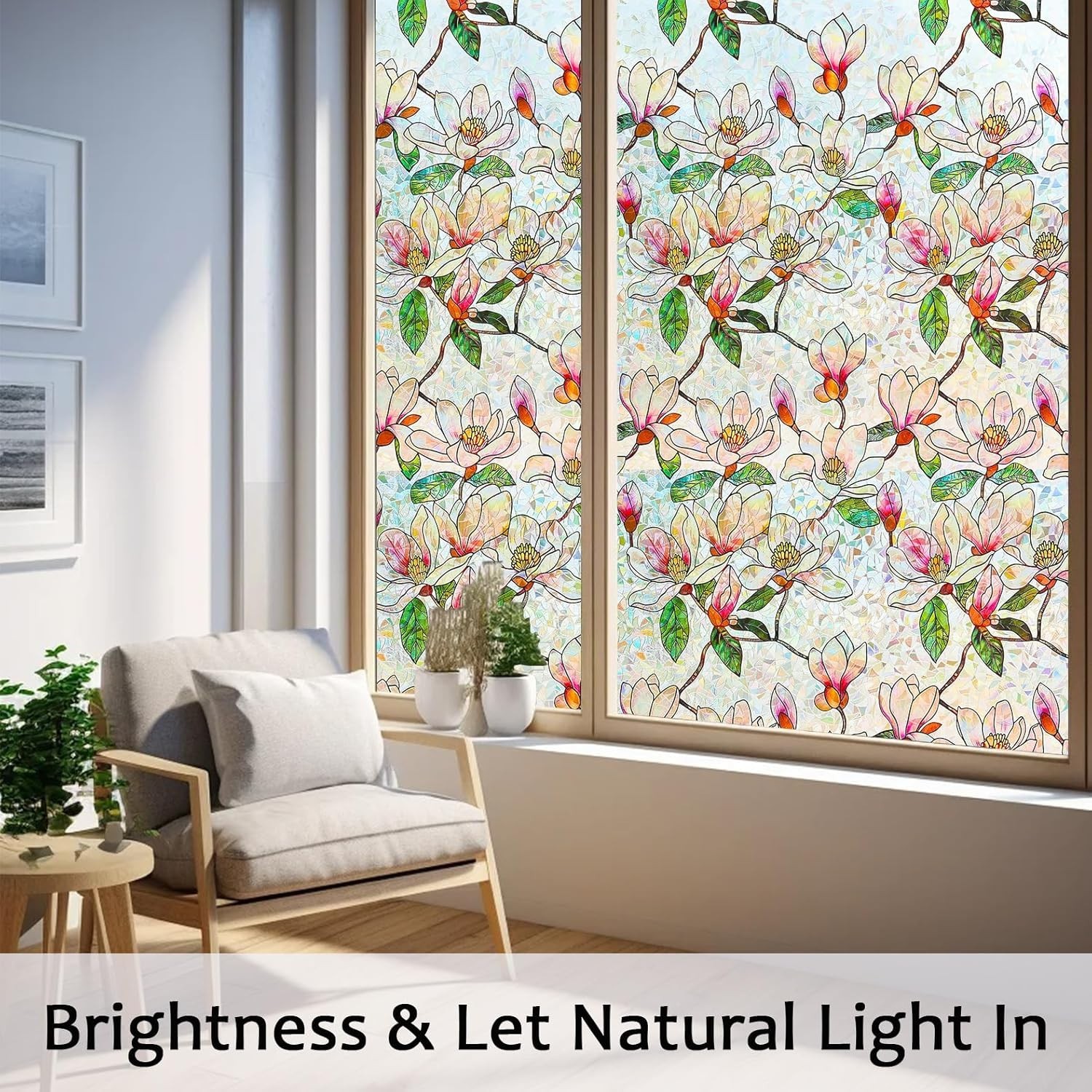 Stained Glass Window Film 17.5″x78.7″ Rainbow Privacy Static Cling Heat