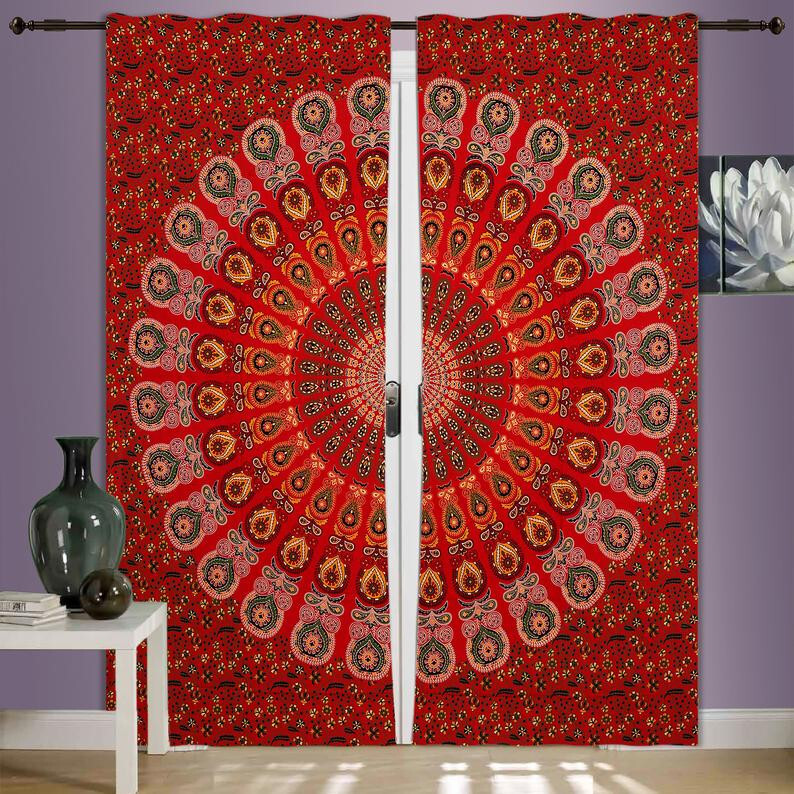 Indian Curtains Hippie Mandala Tapestry Wall Hanging Bohemian Valances Decor Art