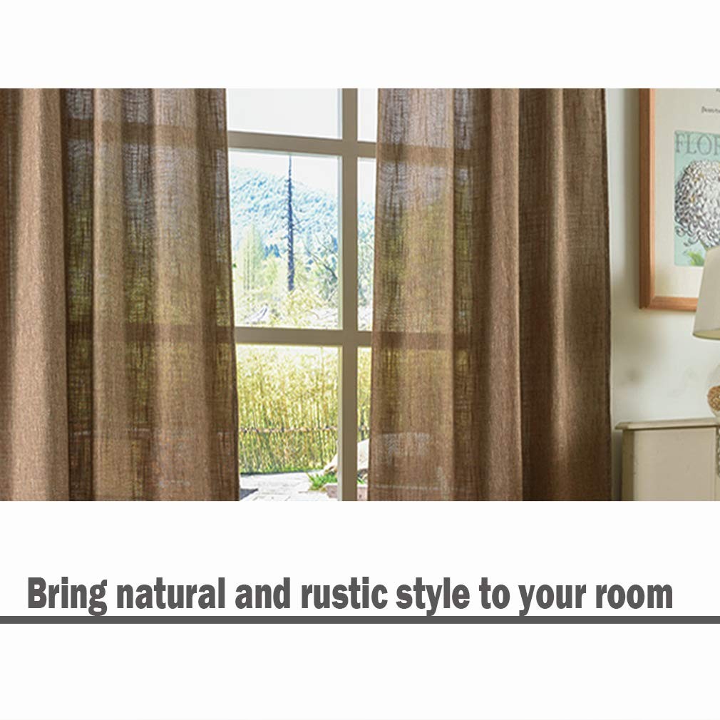 Soft Burlap Natural Tan Rod Pocket Window Curtain Panels for Living Room, 37 …