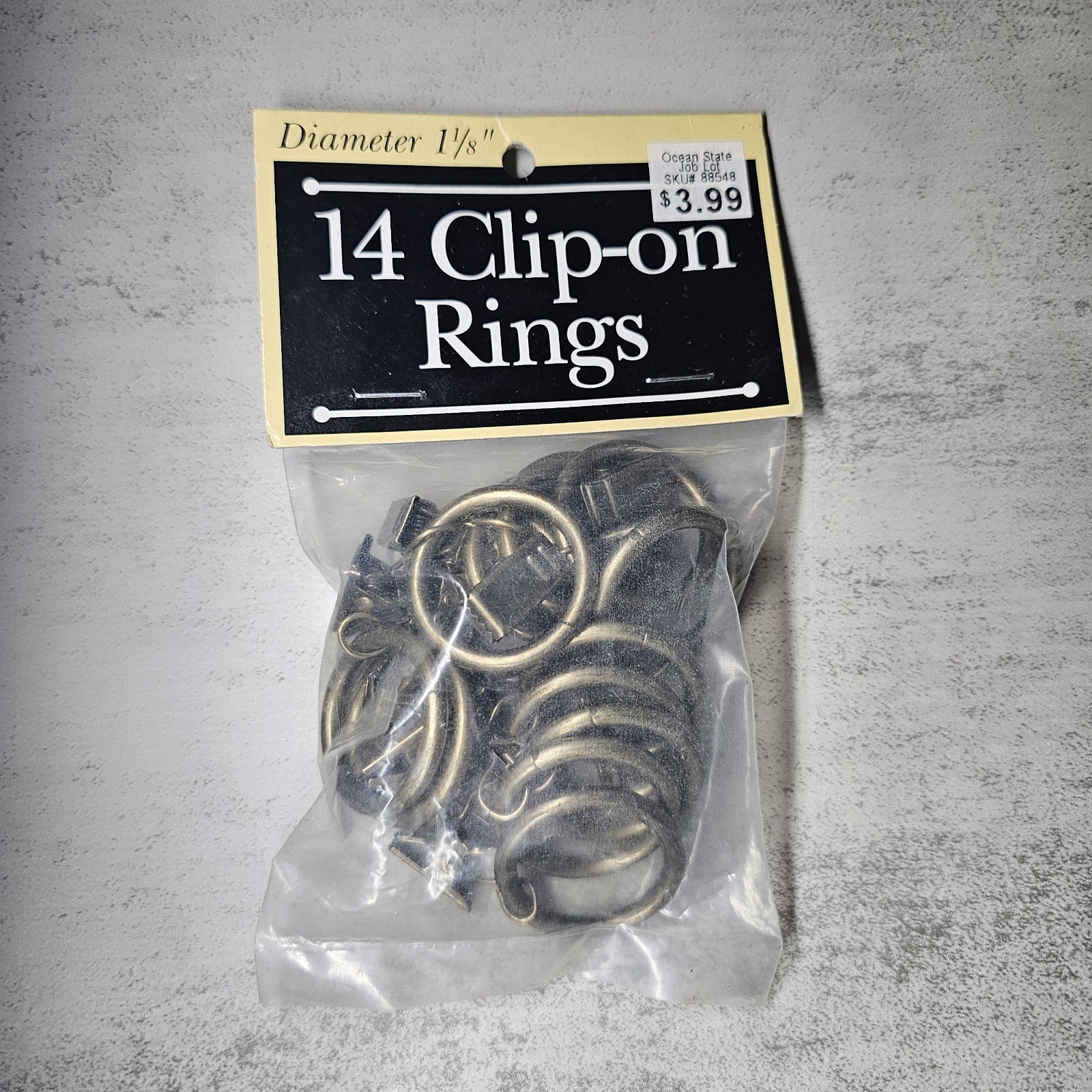 1 Pack of 14 Brass Finish 1 1/8″ Round Clip On Curtain Rings Drapery Drapes 1.12