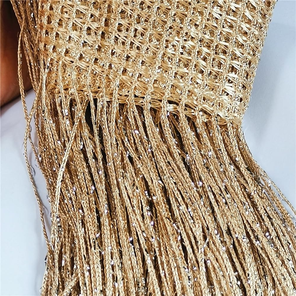 ave split Decorative Door String 39.3″W x 78.7″L (Pack of 1), Champagne