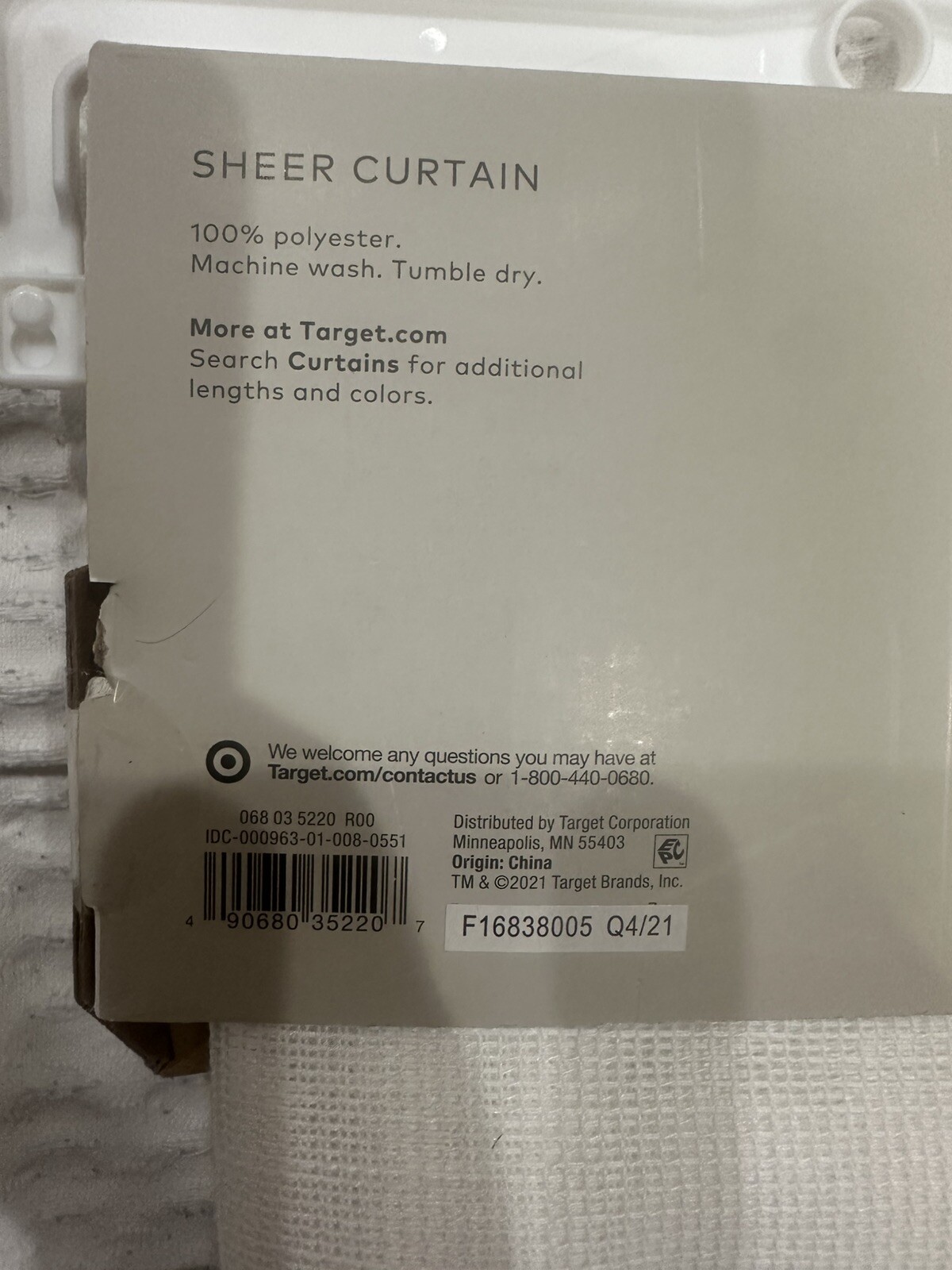 Project 62 Sheer Curtain 84 in L x 54 in W 100% Polyester