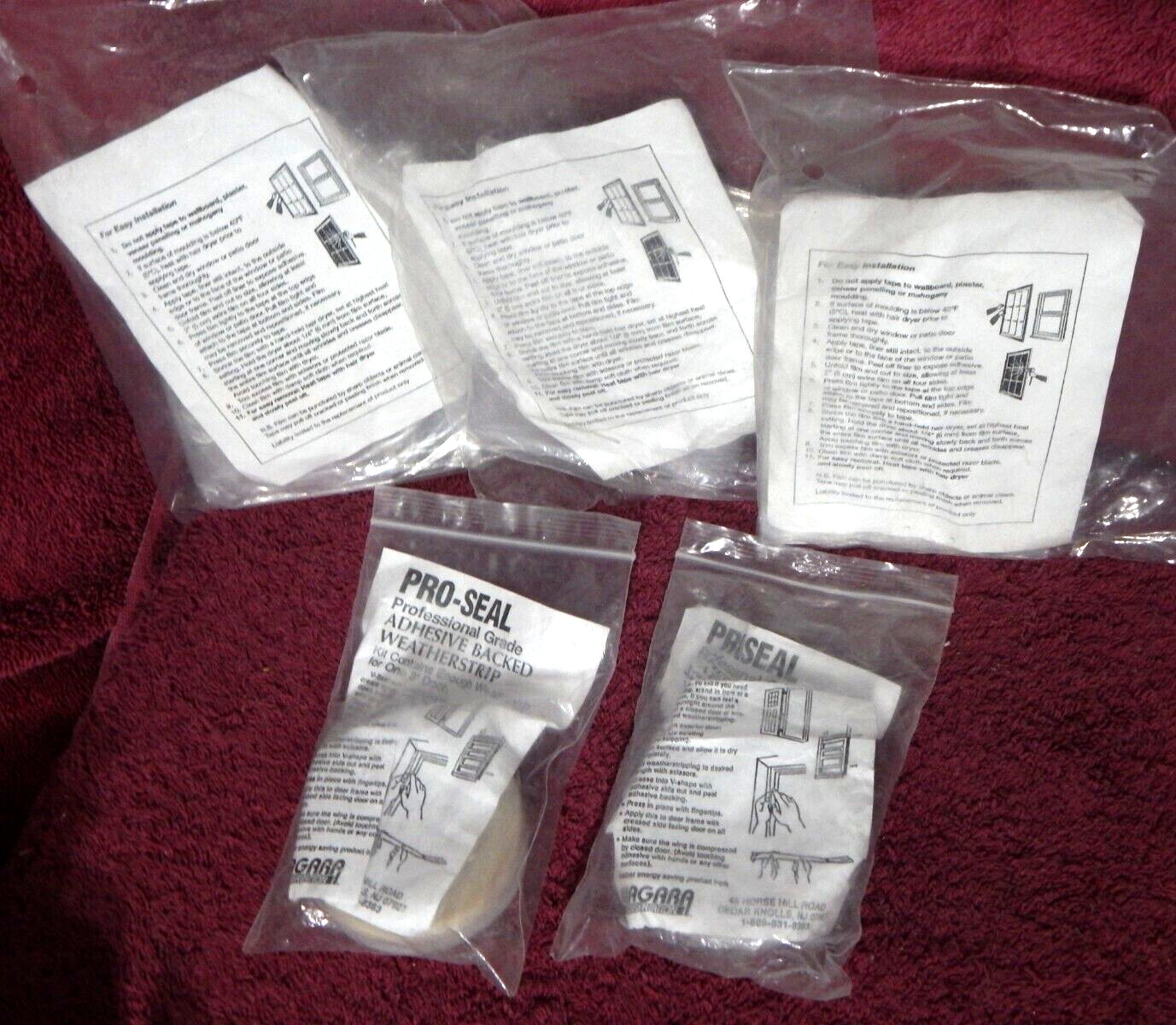 5 Shrink Wrap Window Insulators & Pro Grade Weather Stripping NOS FACTORY SEALED