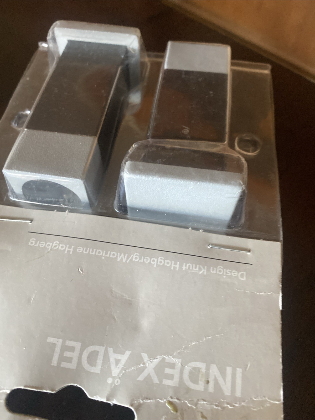 IKEA Index Adel Black/Grey Rectangular Finials for Curtain Rods (3 pair) NIP
