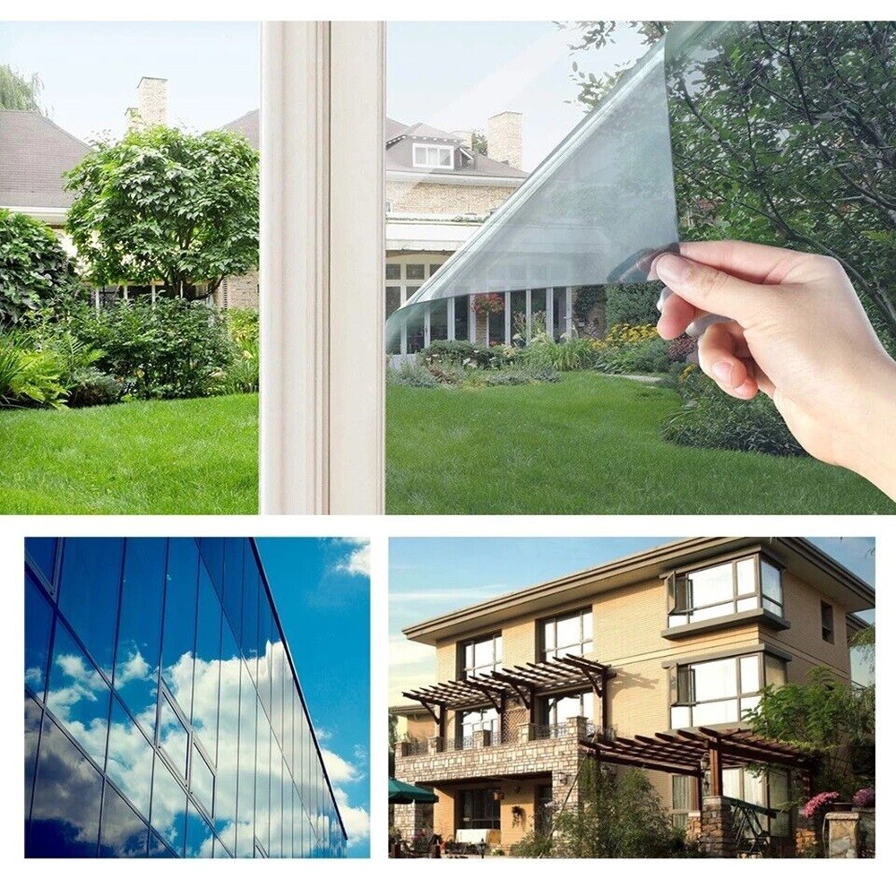 23.6″One Way Mirror Privacy Window Film Static Cling PVC Heat UV Reflective Tint