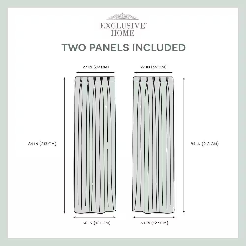 Penny Winter White Solid Sheer Triple Pinch Pleat / Hidden Tab Curtain, 27 In. W