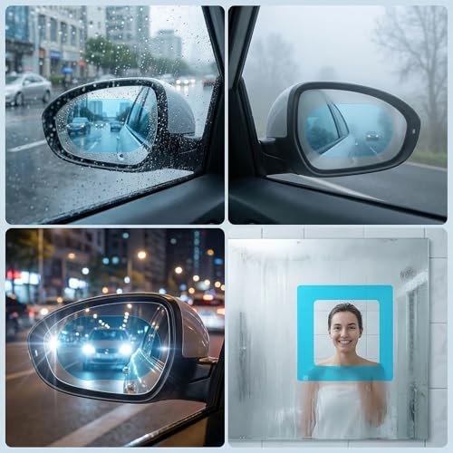 4Pcs Transparent Oval Car Rearview Mirror Waterproof Films Rectangular