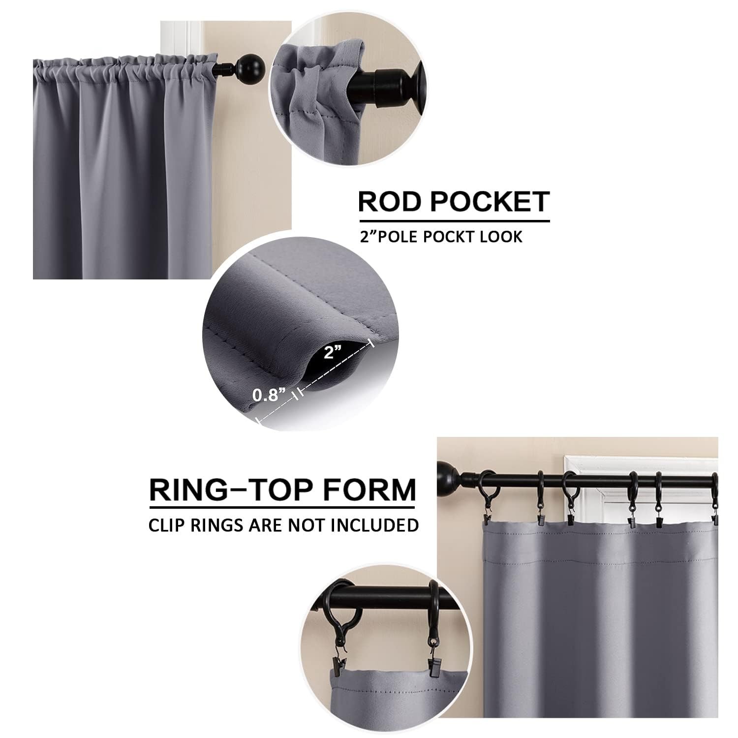 XTMYI Basement Window Curtains 30 Inch Length Durable Waterproof Short Blacko…