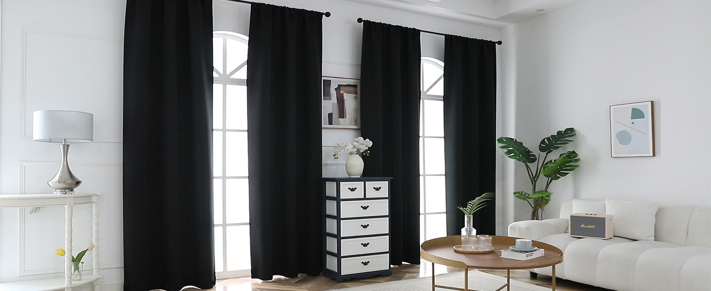 Ava Blackout Extra Long 10ft Curtains for Patio 120 Inches Long 2 Panels Set,