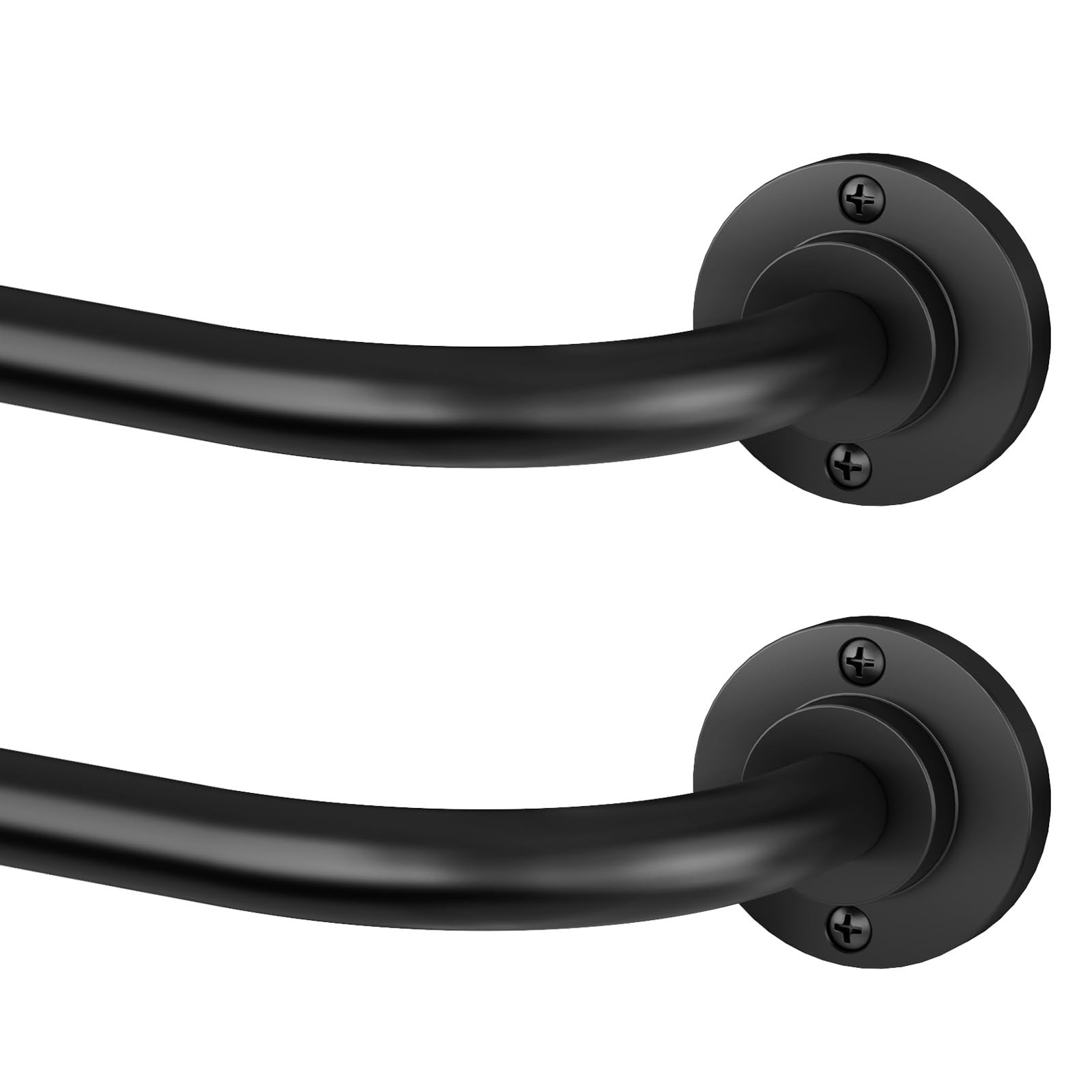 2 Pack Curtain Rods for Windows 28 to 48 inch, 5/8 Inch Black Curtain Rod, Ad…