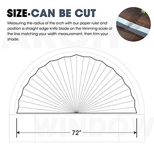 Pack of 2 Arch Window Light Filtering Pleated Shade Blinds semi-Circle Window