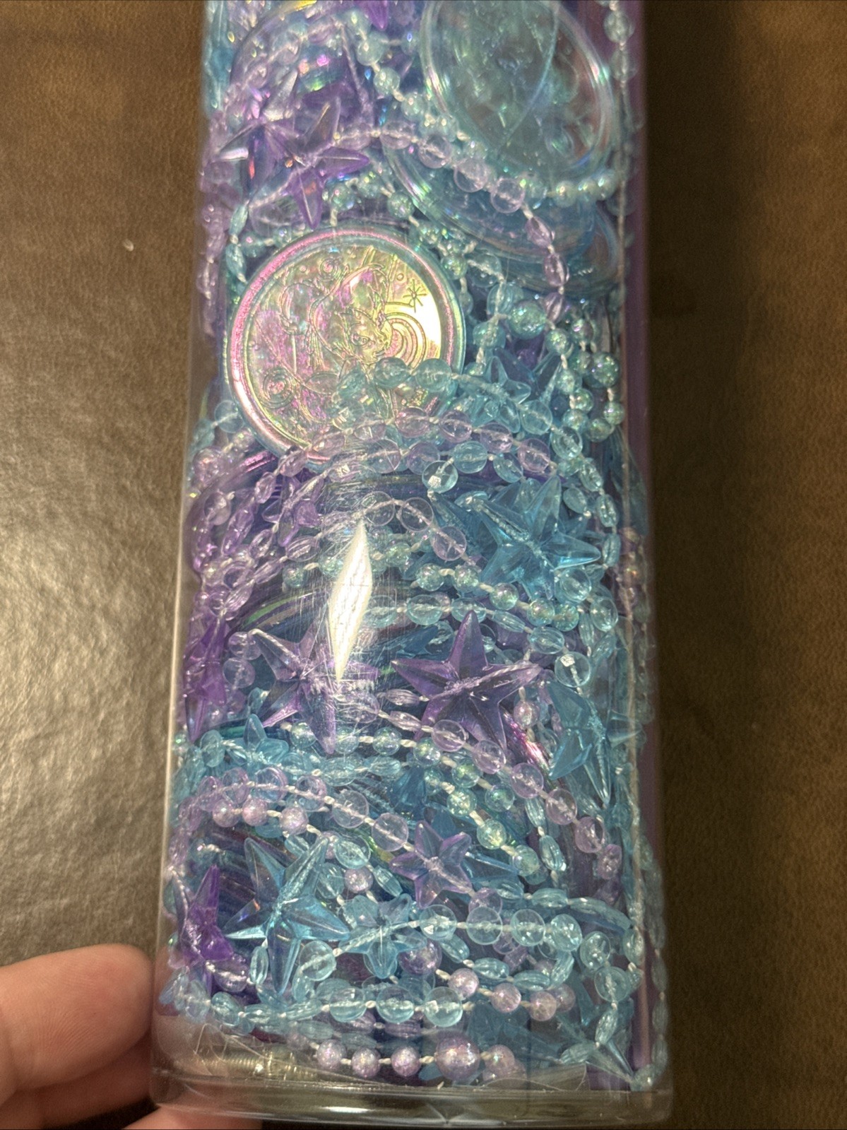 NEW Disney Tinkerbell & Stars Plastic Beaded Door Curtain Iridescent Purple Blue