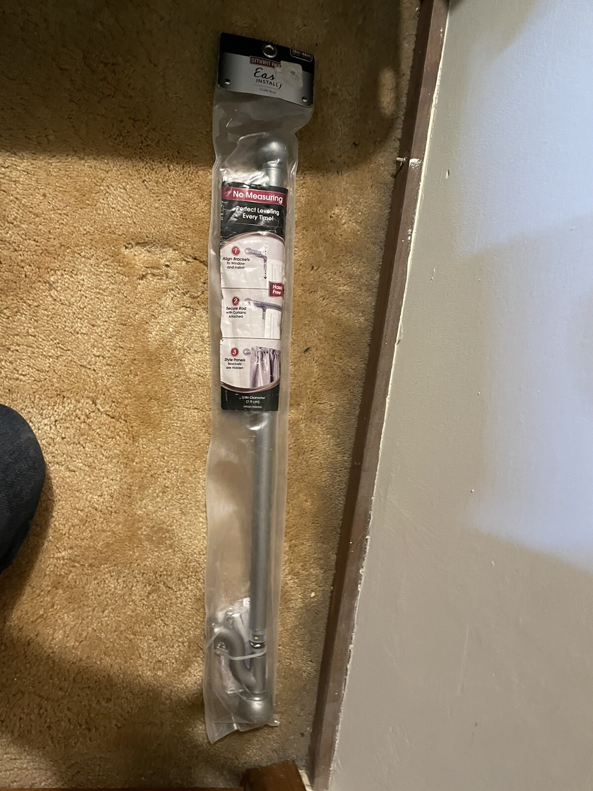 18-48 in MAYTEX Easy Install Café Window Curtain Rod – Brushed Nickel – 0006257Y