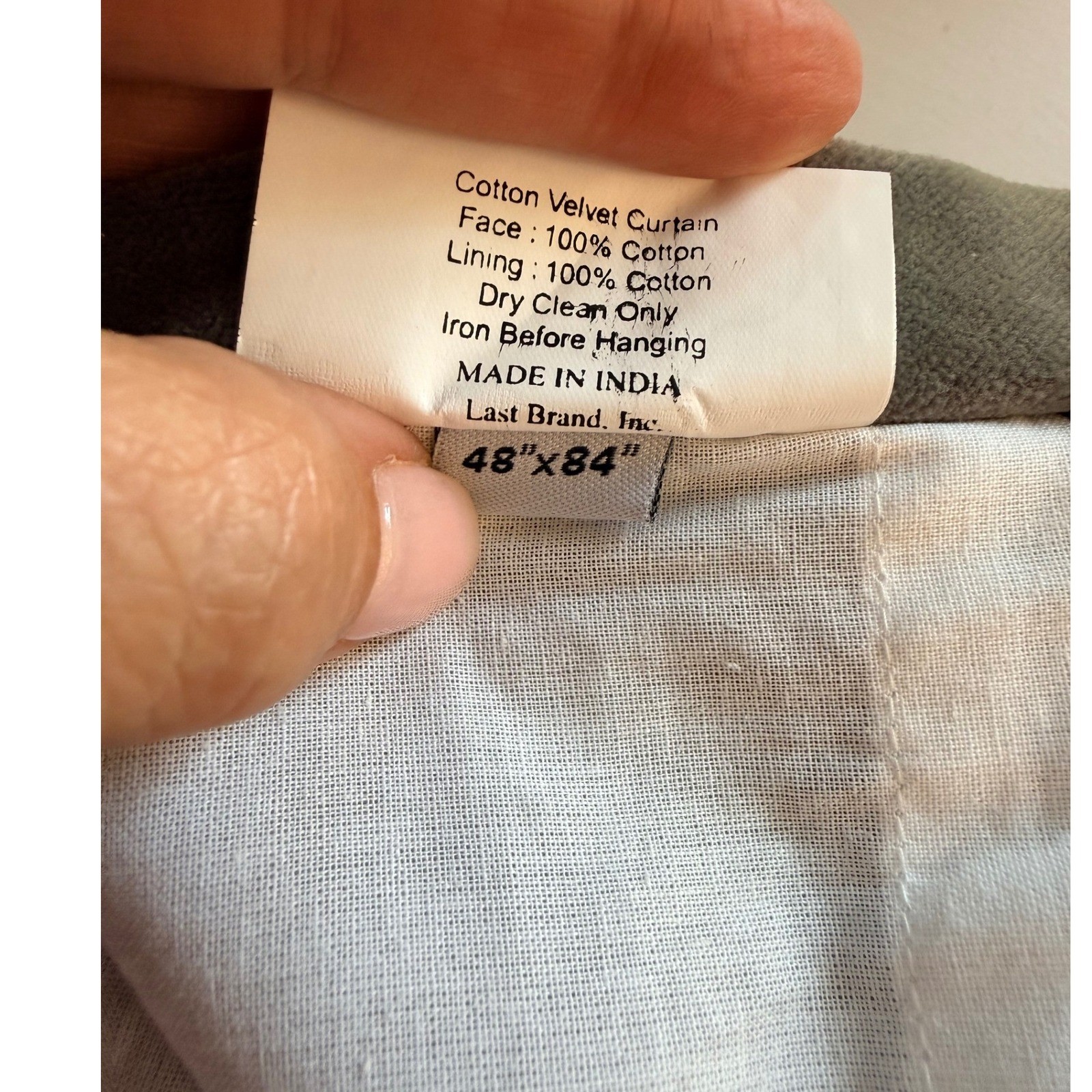 NWOT QUINCE Slate Cotton Velvet Minimalist Modern Single Panel Curtain 48X84 $80