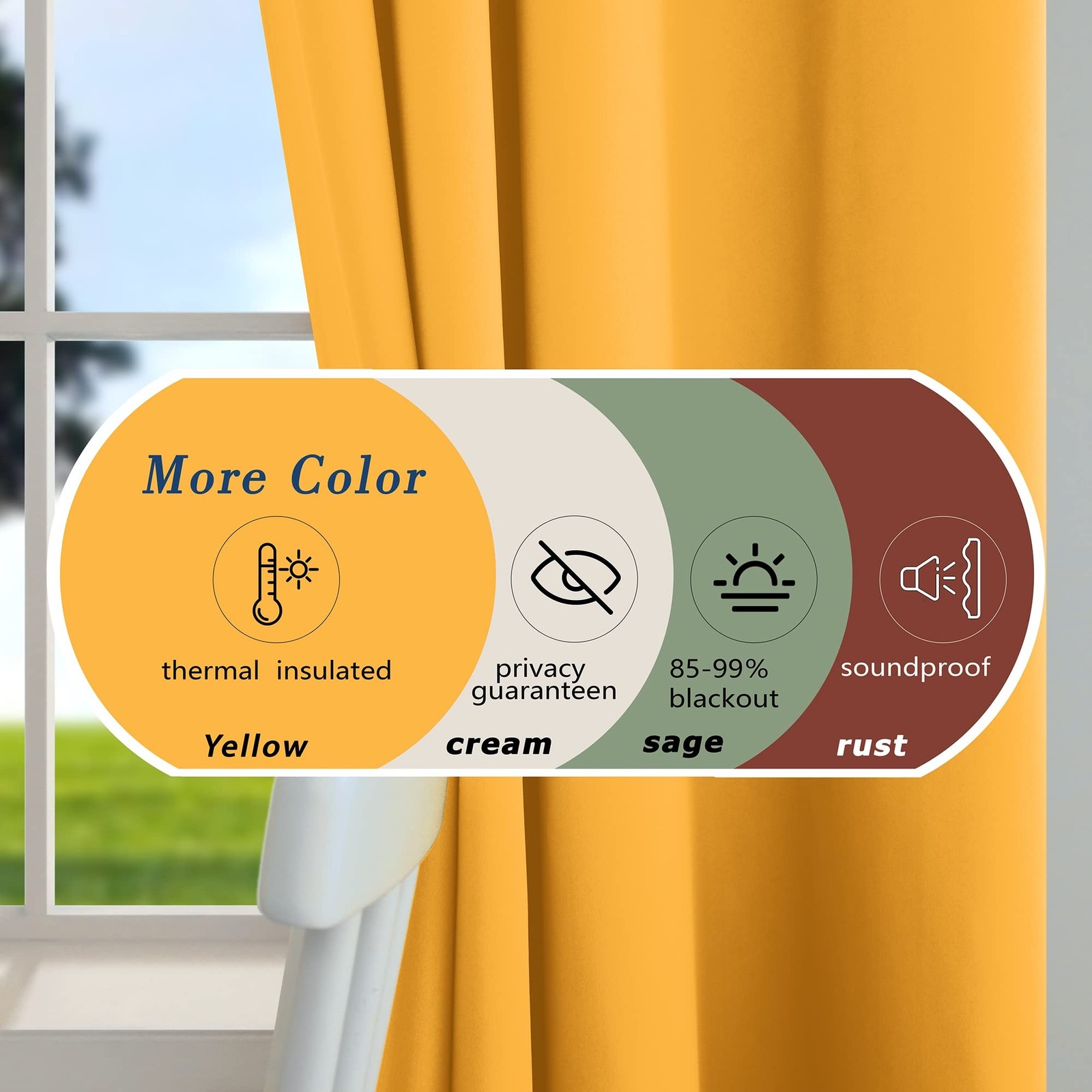 Mrs.Naturall Yellow Kitchen Window Curtains Over Sink,Blackout 45 Inch Length…