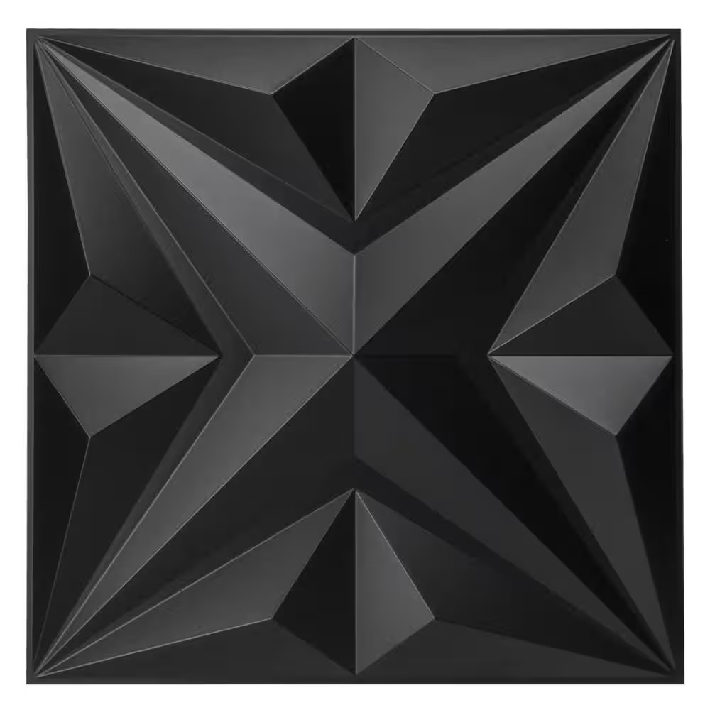 Star Design Series 19.7 In. X 19.7 In. 12-Panels Black Embossed Decorative Wall