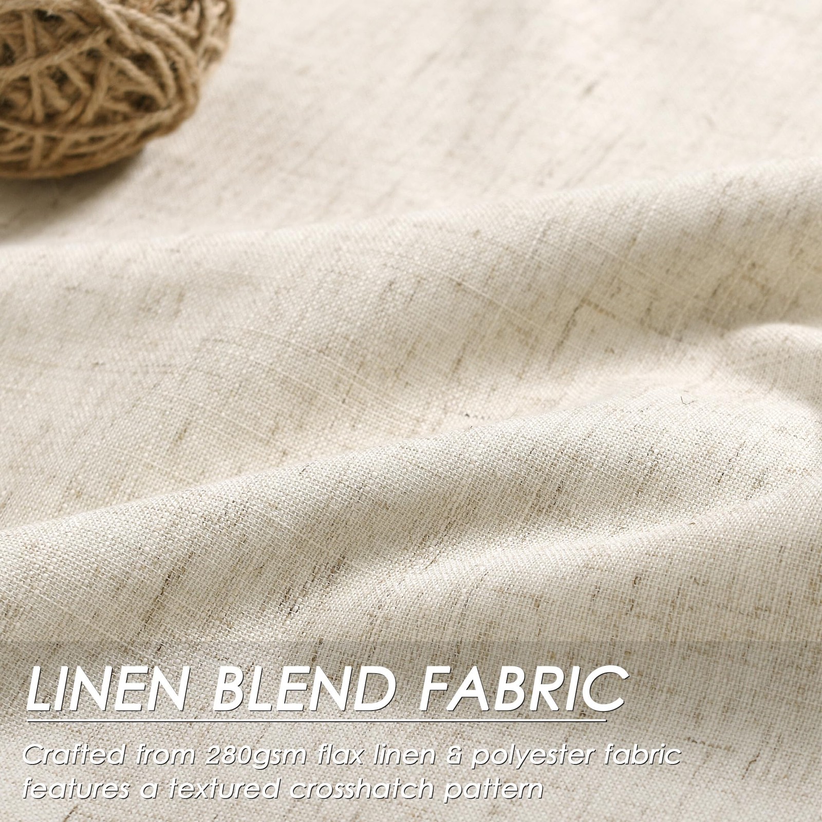 Nanspring Beige 100 Blackout Linen Curtains For Bedroom 120 Inches Long Back
