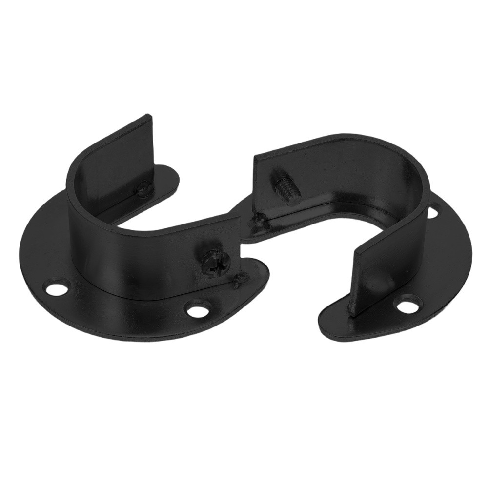 2 Pcs U-shaped Closet Rod Holder Wall Mount Flange Bracket Clothing Pole