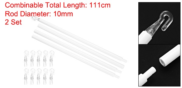 2Pcs 46″ Blinds Wand Replacement Combinable Blinds Tilt Wand with Hook White
