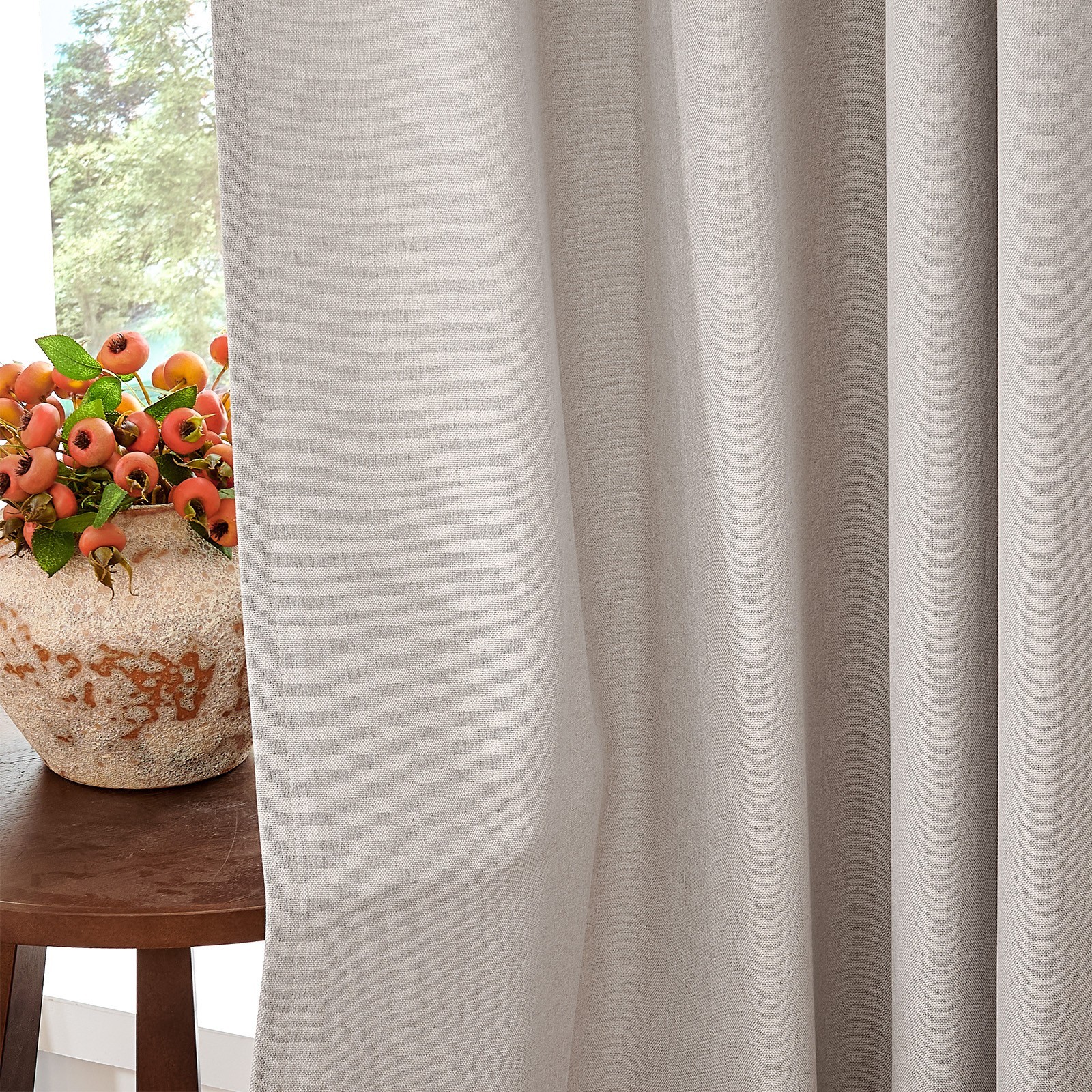 Linen Textured Blackout Curtains Bedroom Single Panel Thermal Grommet 84″ L
