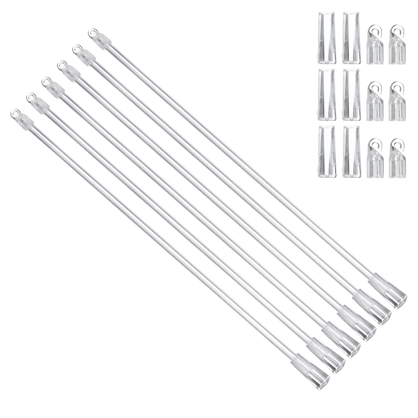 6Pcs 15″Transparent Blind Wand Replacement Parts with Hook and Grip