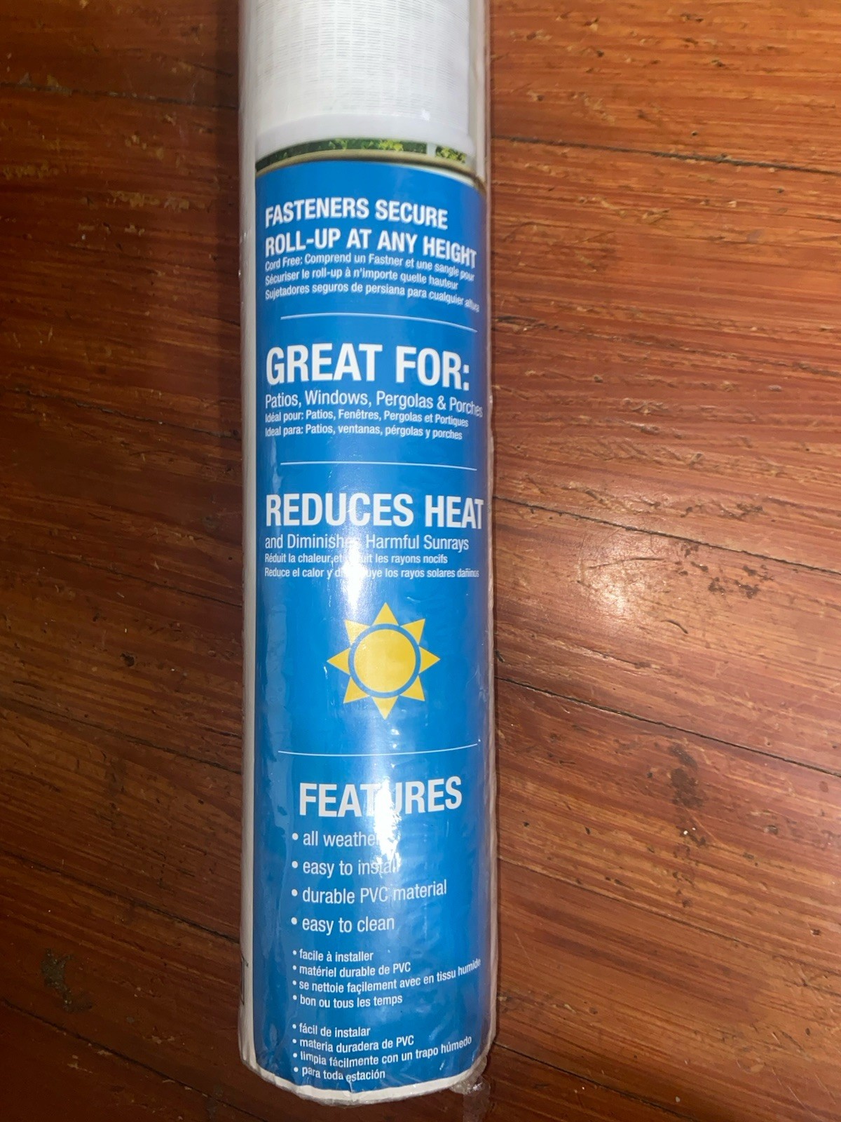 Radiance 36×72 White Cordless PVC Roll-Up Shade Blind UV Heat Reducing Patio