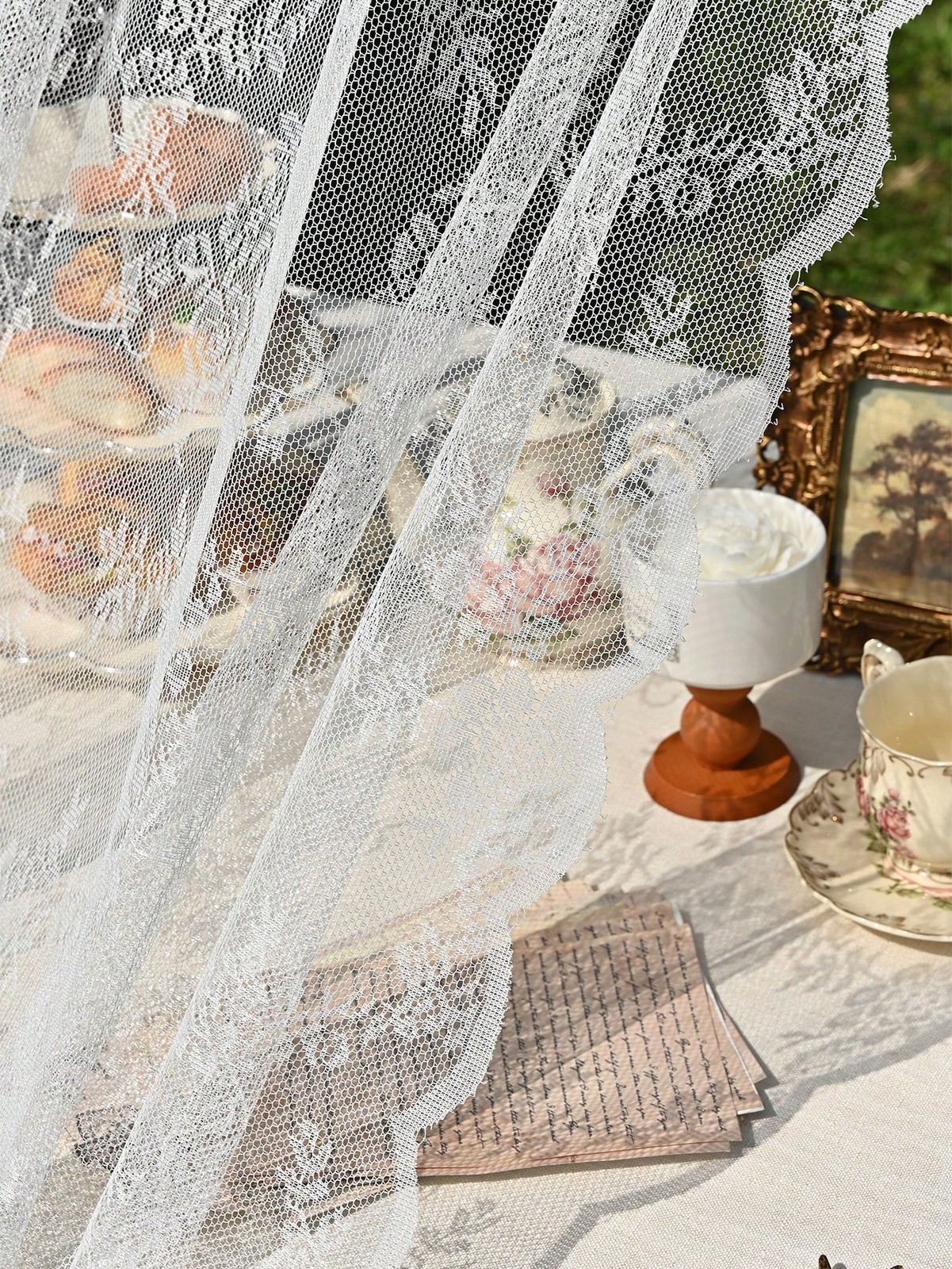 White Floral Lace Sheer Curtain Panel 59Wx118L 150x300cm For Window