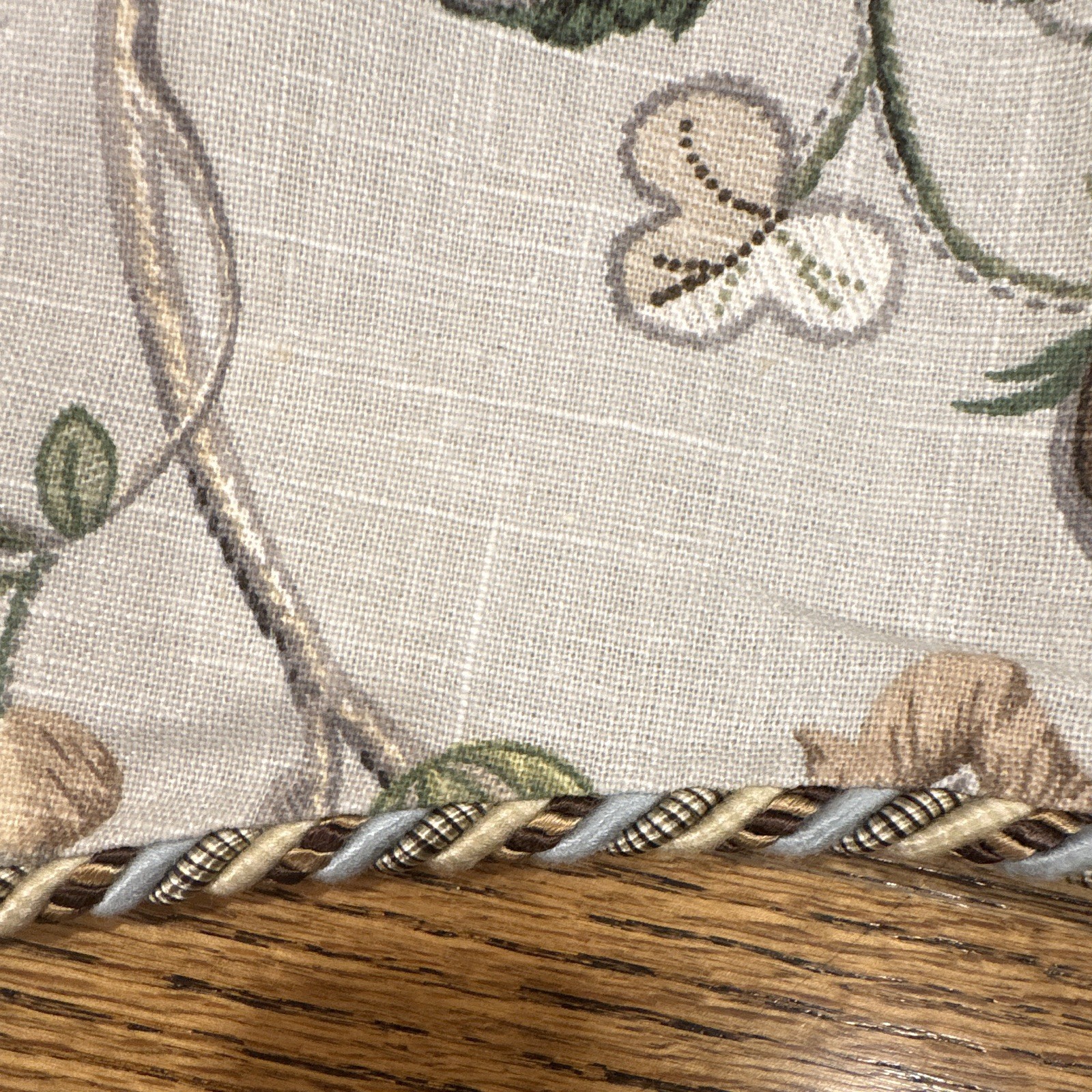 Rod-Pocket Lined Single Valance, 50×17, Floral, Scalloped, Light Blue, Green