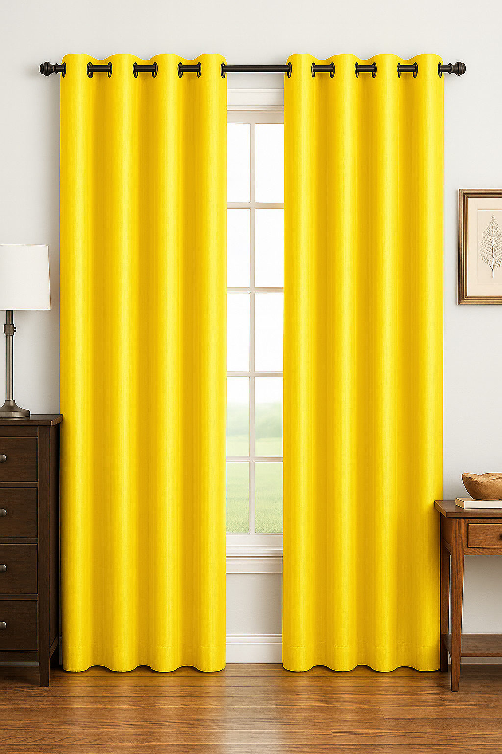 2 Panels Curtains Set Each 54×84 Inch Glow Faux Silk 8 Grommets Light Blocking
